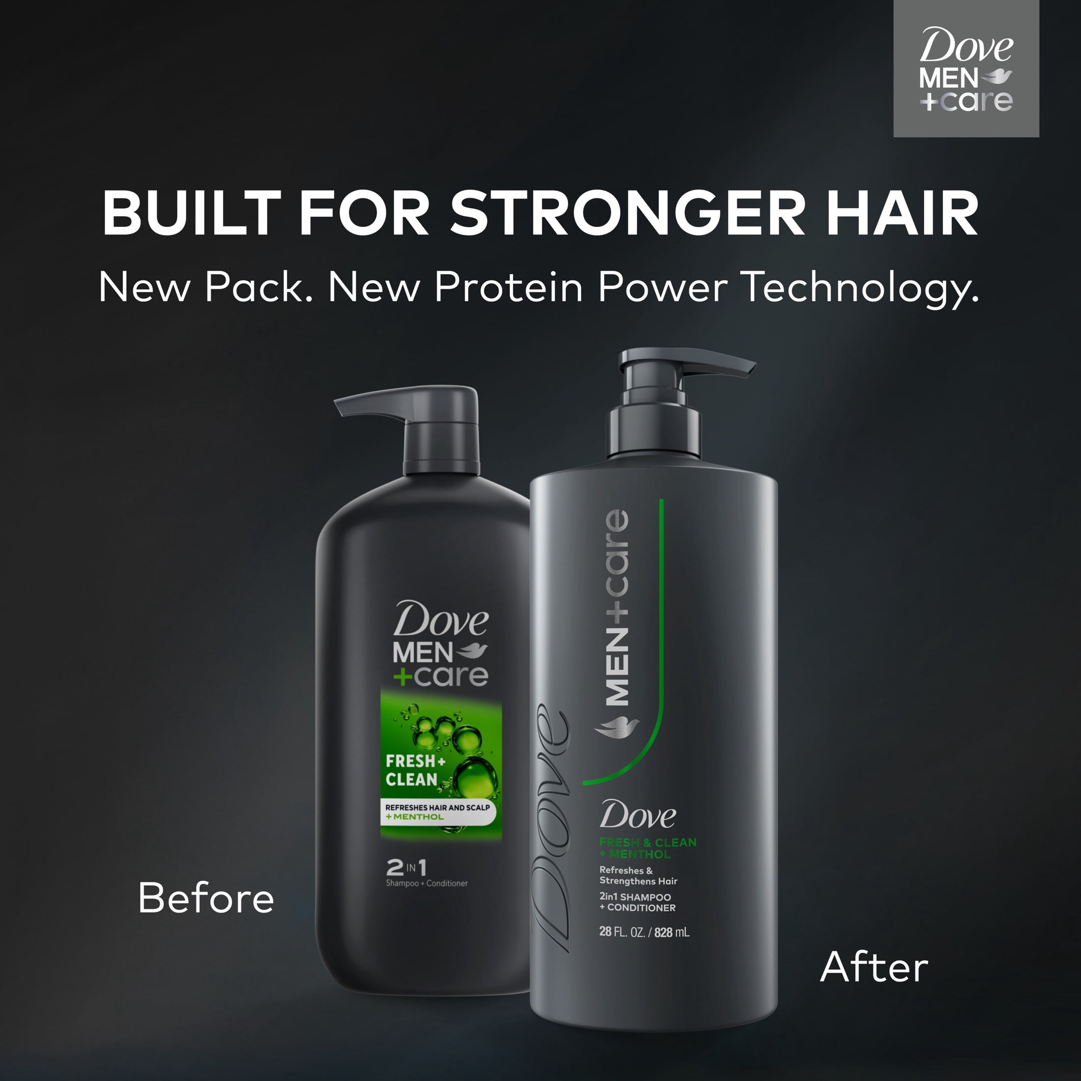 Dove Men+Care 2-in-1 Shampoo and Conditioner, Refreshing and Strengthening Formula for All Hair Types (Fresh + Clean, 28 fl oz) wavo5