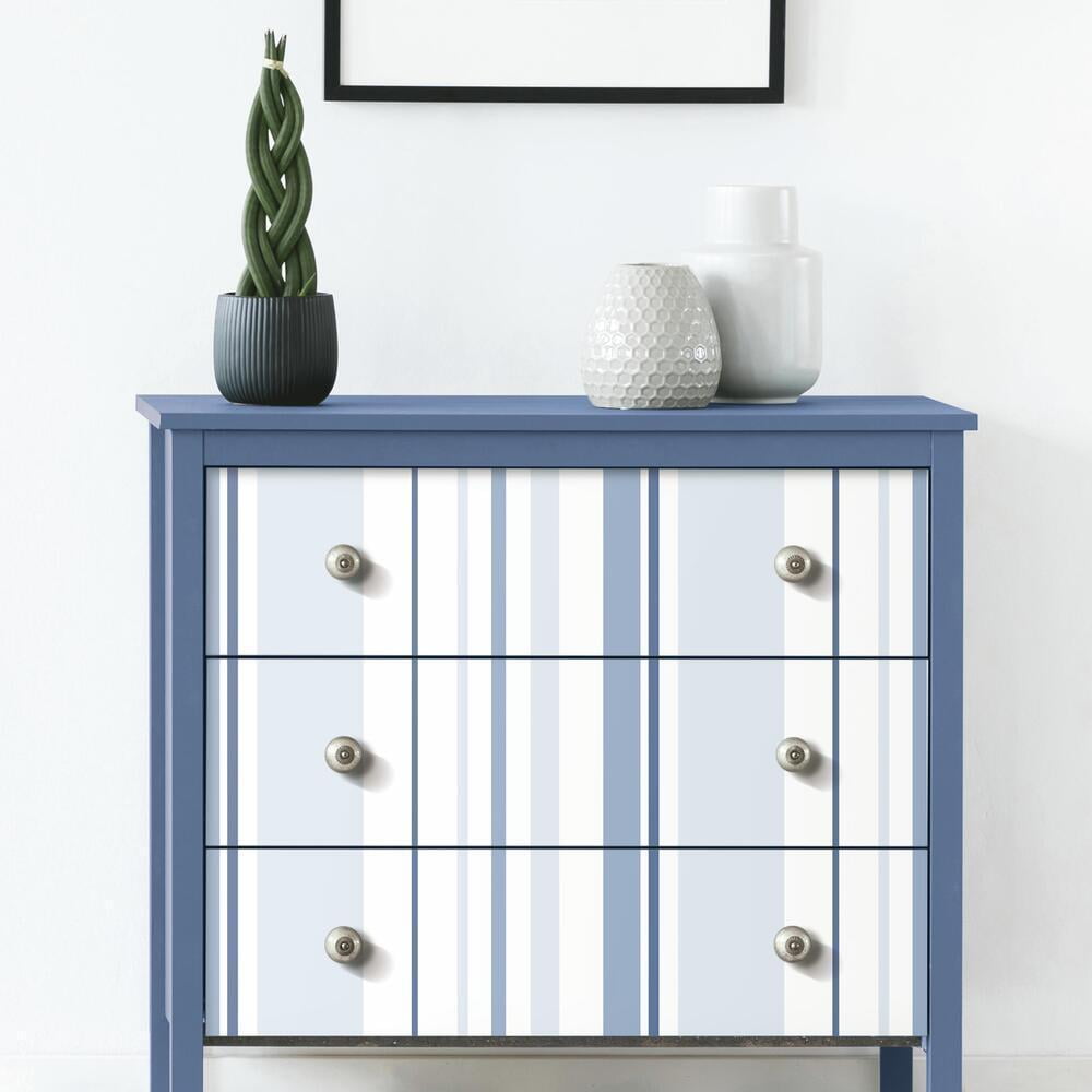 RoomMates Stripes Peel and Stick Wallpaper, Removable Self-Adhesive Wall Decor (Blue, 20.5 in x 16.5 ft) 6ei4f