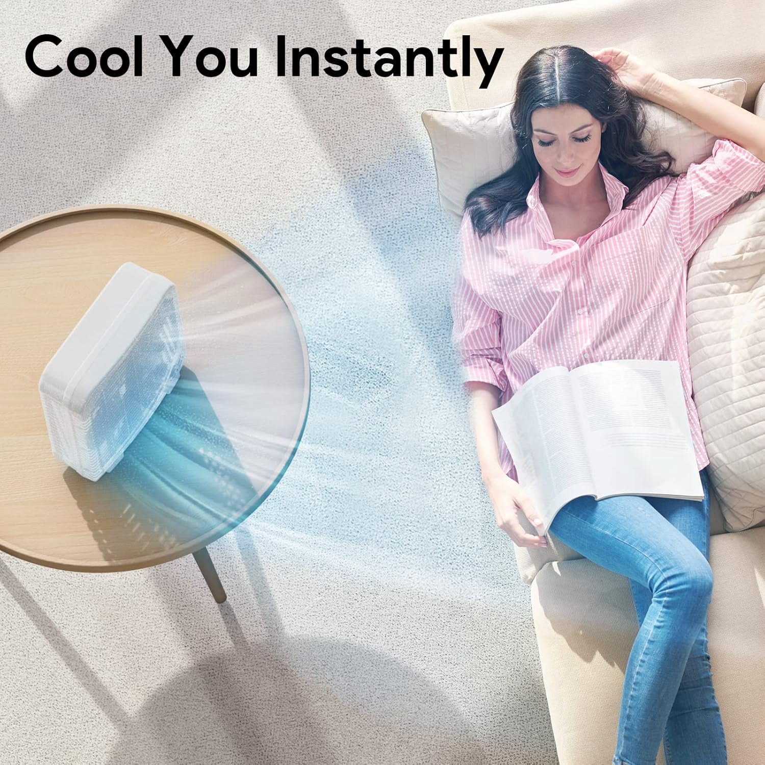 Shinic 9-inch Tabletop Box Fan, Portable Cooling Fan with 2-Speed Control (White, 9 in) 27cz3