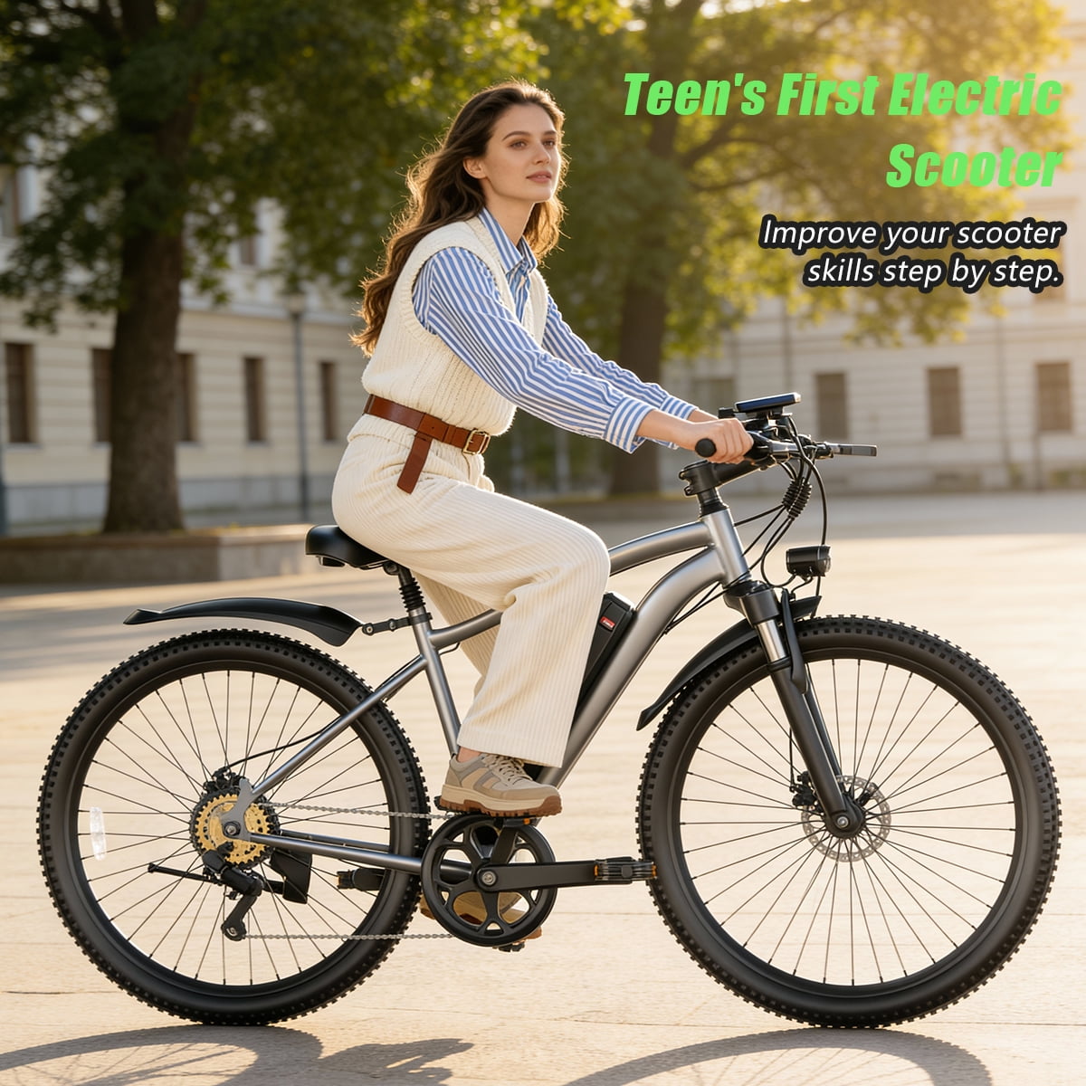 X-Koala Electric Mountain Bike for Adults, 1200W Peak Motor, 25MPH Commuter E-Bike with Removable Battery (Black, 26 in) 4y4qr