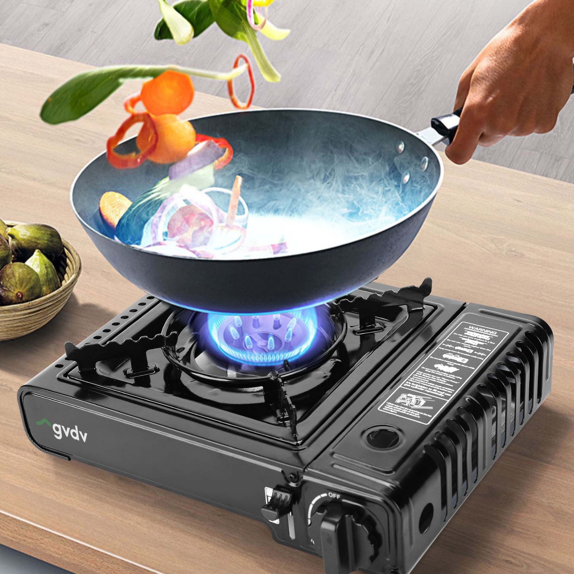 GVDV Portable Camping Stove, 1 Burner Butane Gas Stove with Carrying Case (Black, 8.8 oz) 97dio