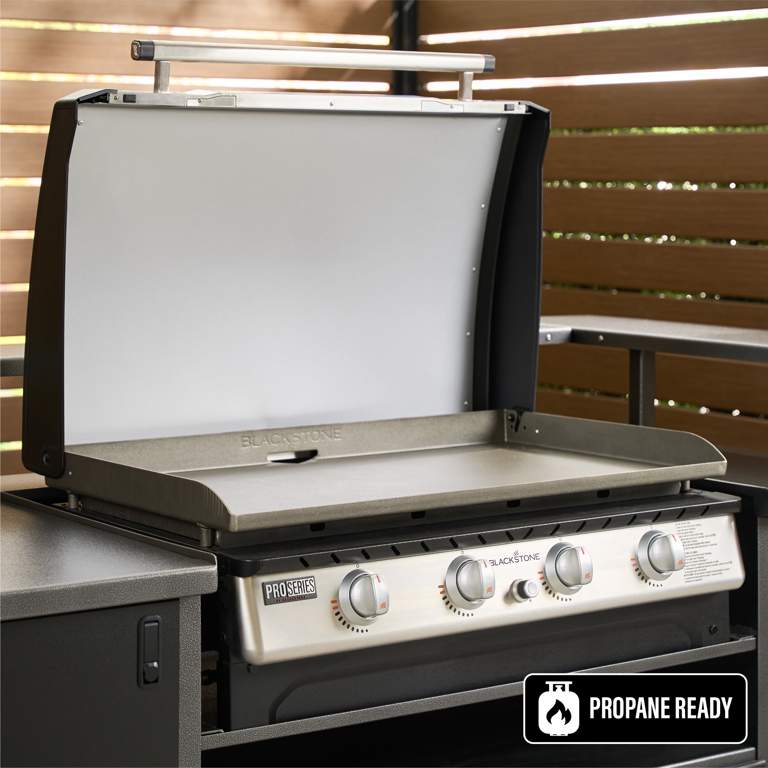 Blackstone Pro Series 36-inch 4-Burner Propane Omnivore Drop-in Outdoor Griddle with Hood (Silver, 768 sq in) 5r8ii