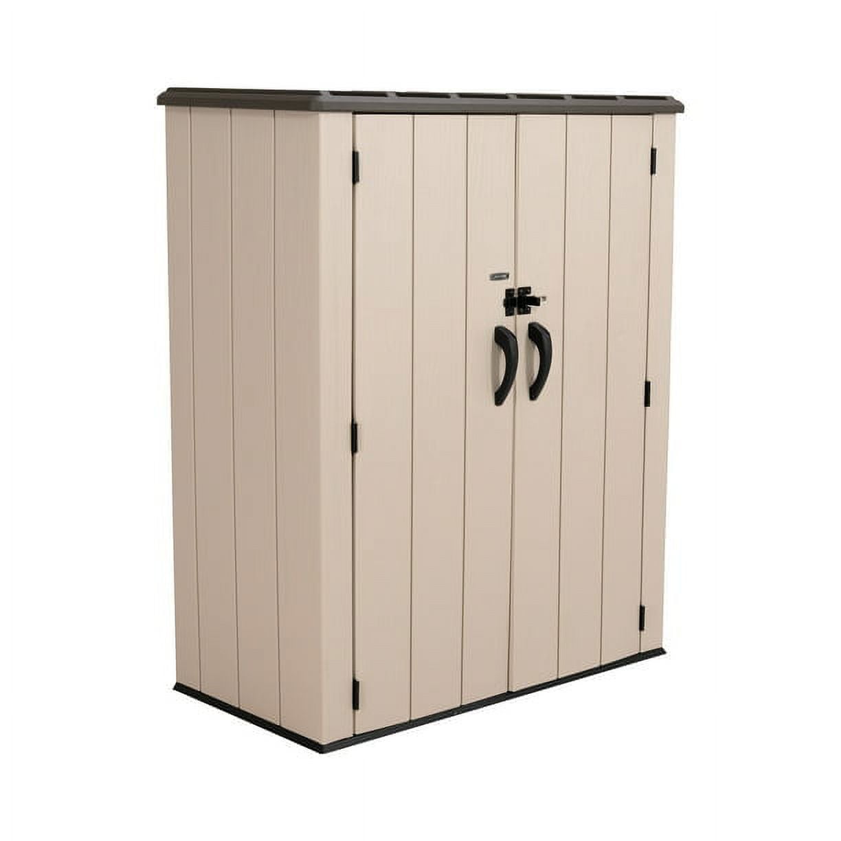 Lifetime Vertical Outdoor Storage Shed, Weather-Resistant Polyethylene Garden Organizer (Tan, 53 cu. ft.) 2xnmw