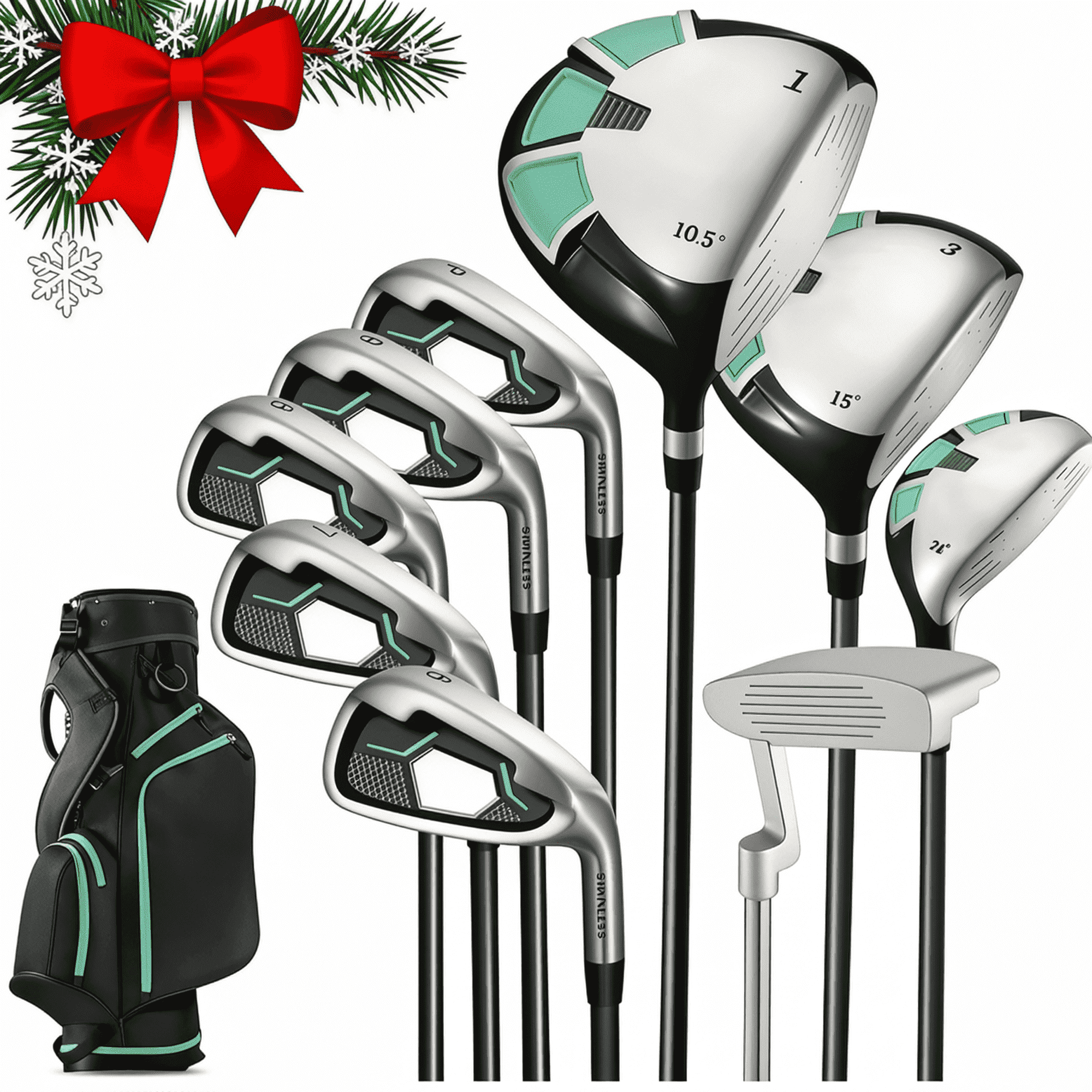 Naipo 9-Piece Complete Golf Club Set for Right-Handed Players with Stand Bag and Head Covers (Green) l0018