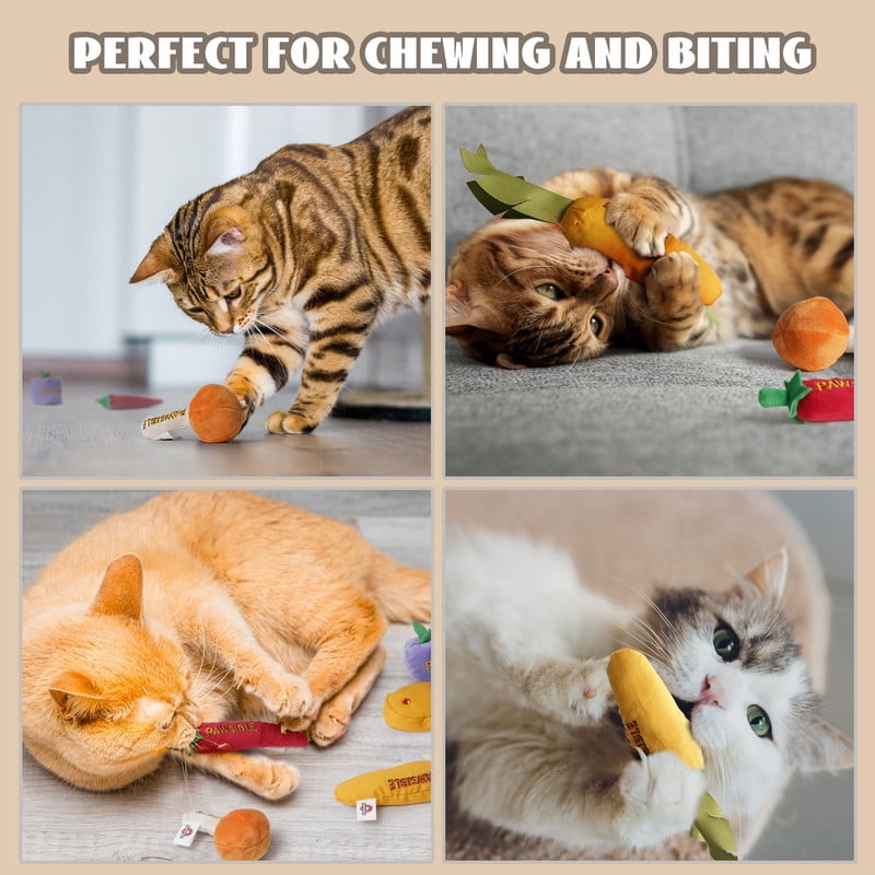 Pawsible Foodie Cat Toy Set, Organic Catnip Filled Plush Toys for Indoor Cats (Yellow, 5 Pack) ml609