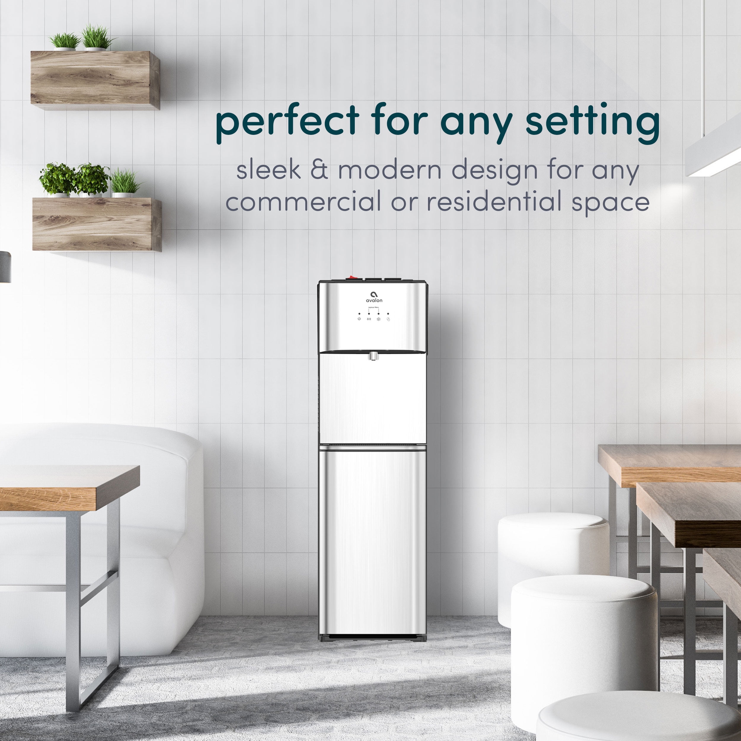 Avalon Bottom Loading Stainless Steel Water Cooler with Filtration (Silver, 3 Gallon) 2827j