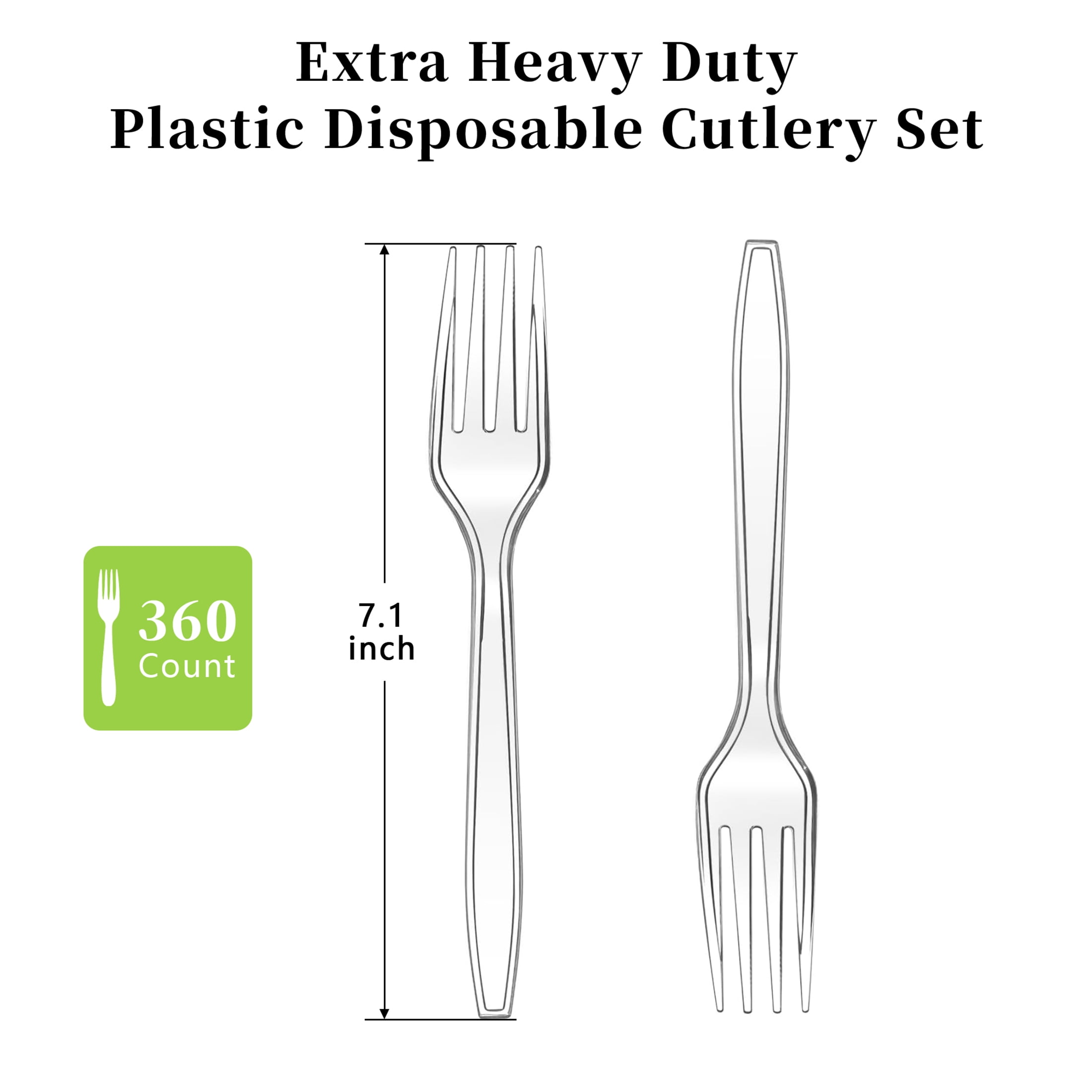 GPED Heavy Duty Disposable Plastic Forks, Heat Resistant Clear Silverware for Parties and Events (Clear, 360 Count, 7.1 in) imipx