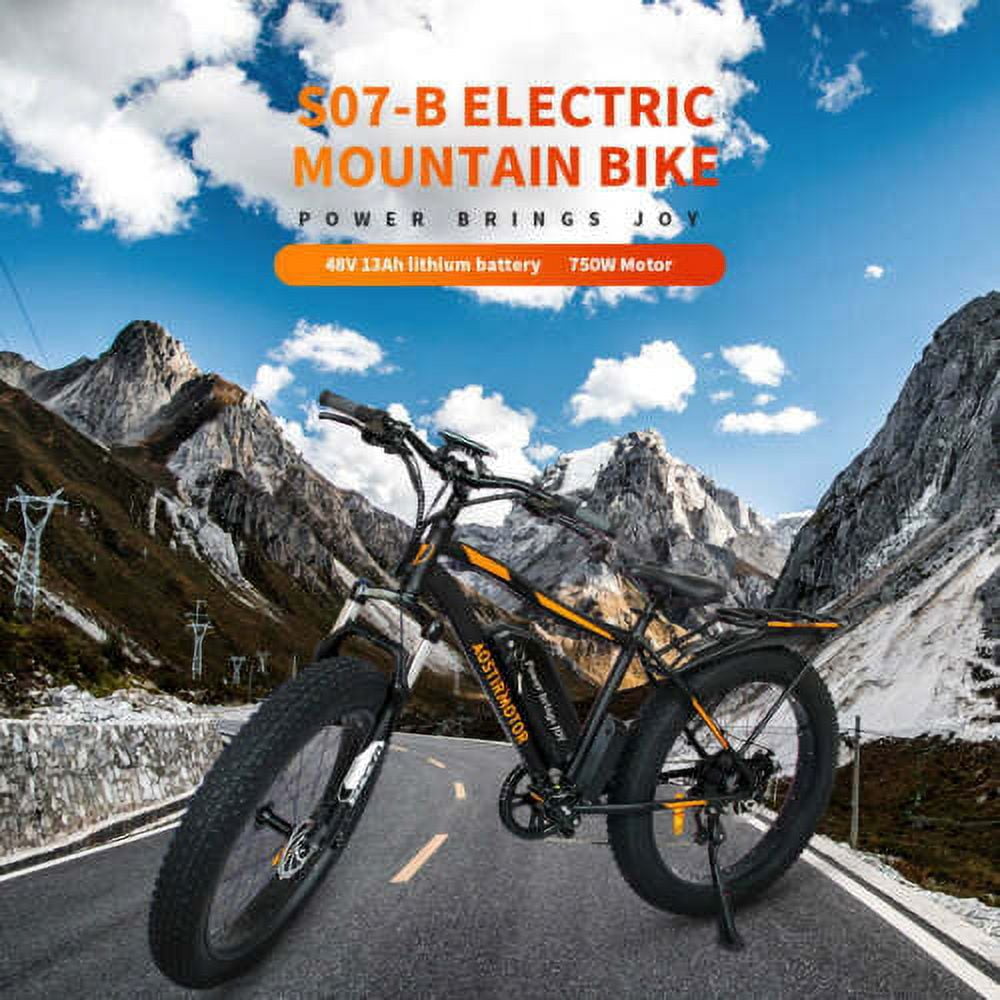 Aostirmotor Electric Mountain Bike, 750W Motor 48V 13Ah Removable Battery, 26 in Fat Tire Ebike for Adults (Black) xpx44