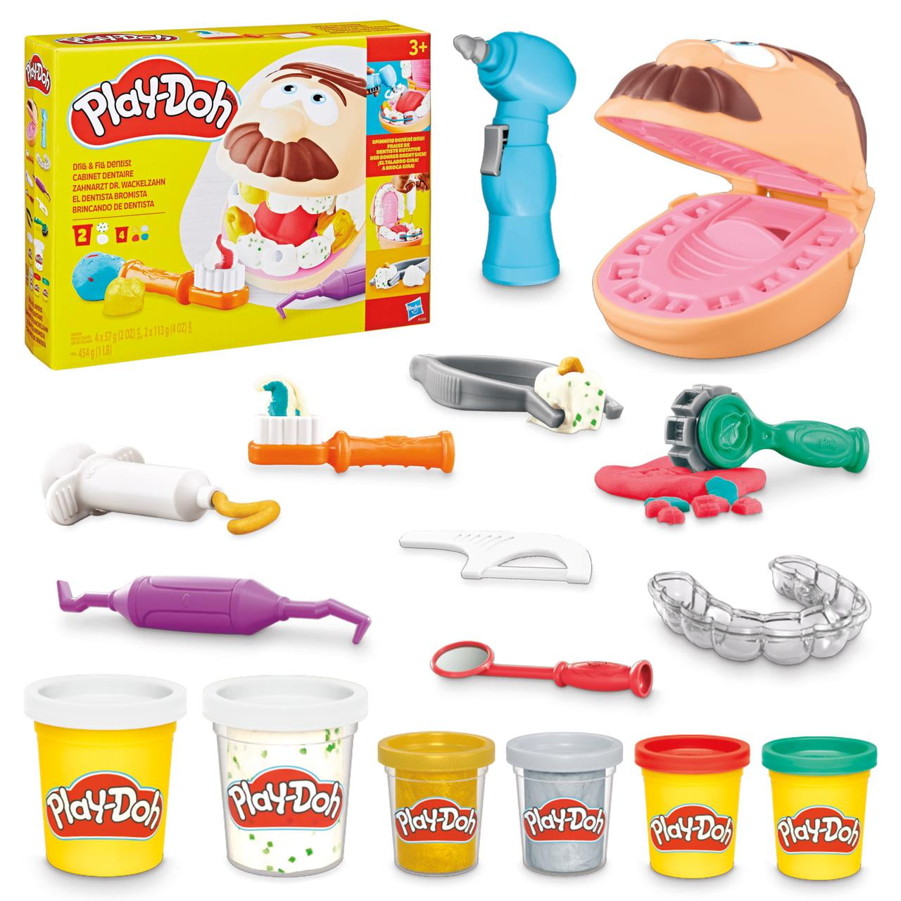 Play-Doh Drill 'n Fill Dentist Toy Set with 10 Dental Accessories (6-Pack, 12 oz) 6jw71