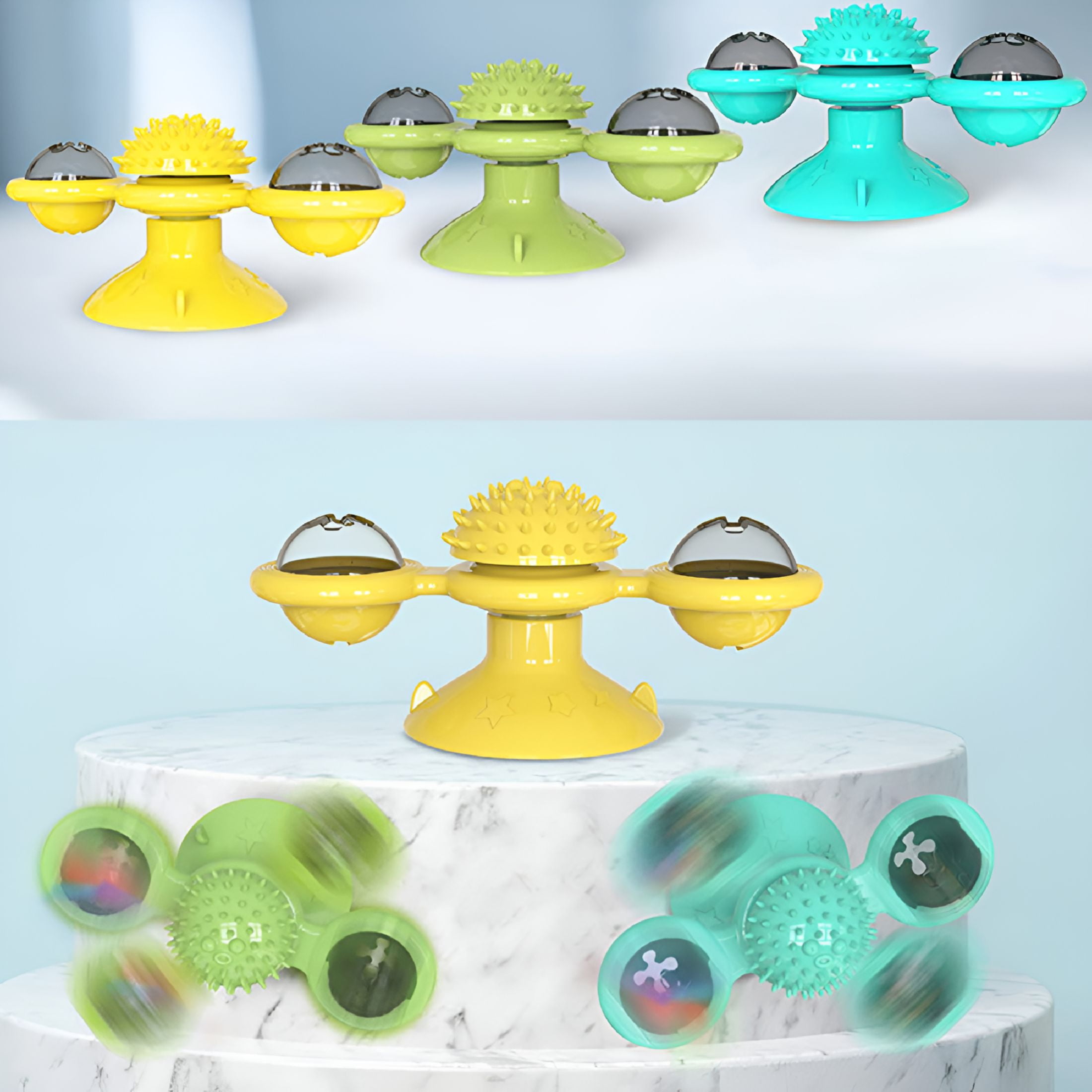 BESTSKY Interactive Cat Toy Turntable with Grooming Brush and Catnip Ball (One Size) zosun
