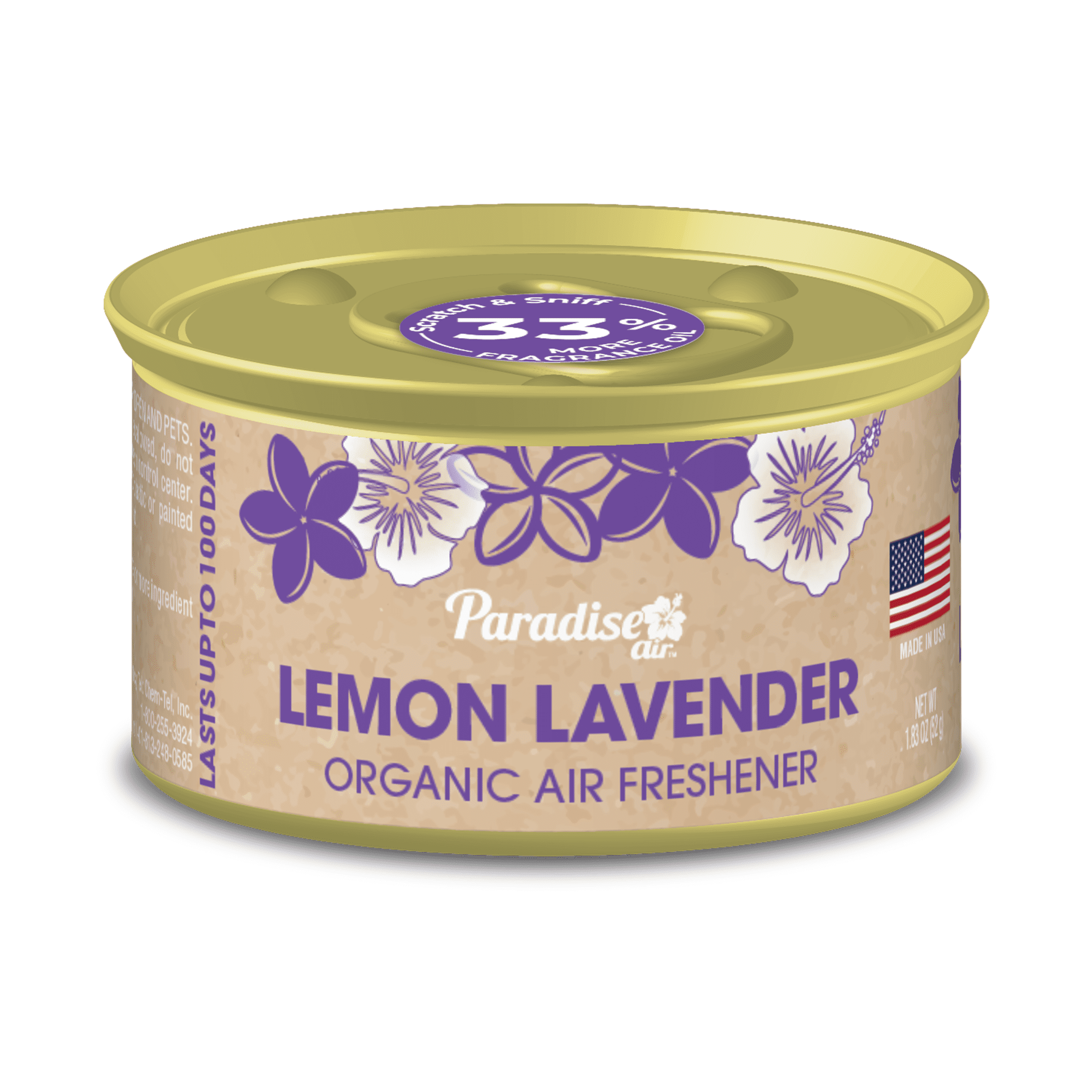 Paradise Air Household Organic Air Freshener, Lemon Lavender Scent, Long-Lasting Odor Neutralizer (1.8 oz) 40p66