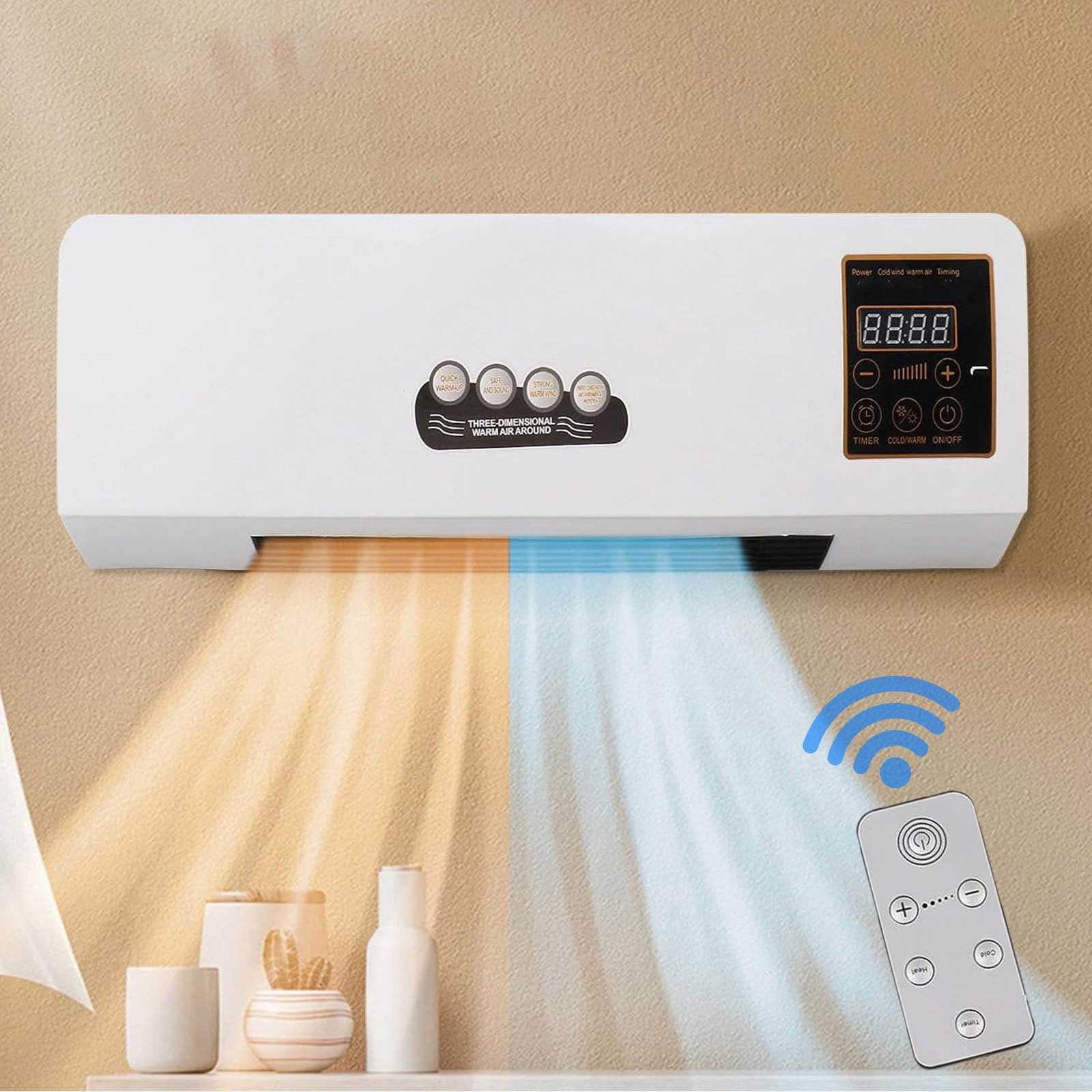 HOMBOTI Electric Wall Heater, Space-Saving Indoor Heating Unit with Remote Control and Towel Drying Rack (White, 1 Unit) 05rdp