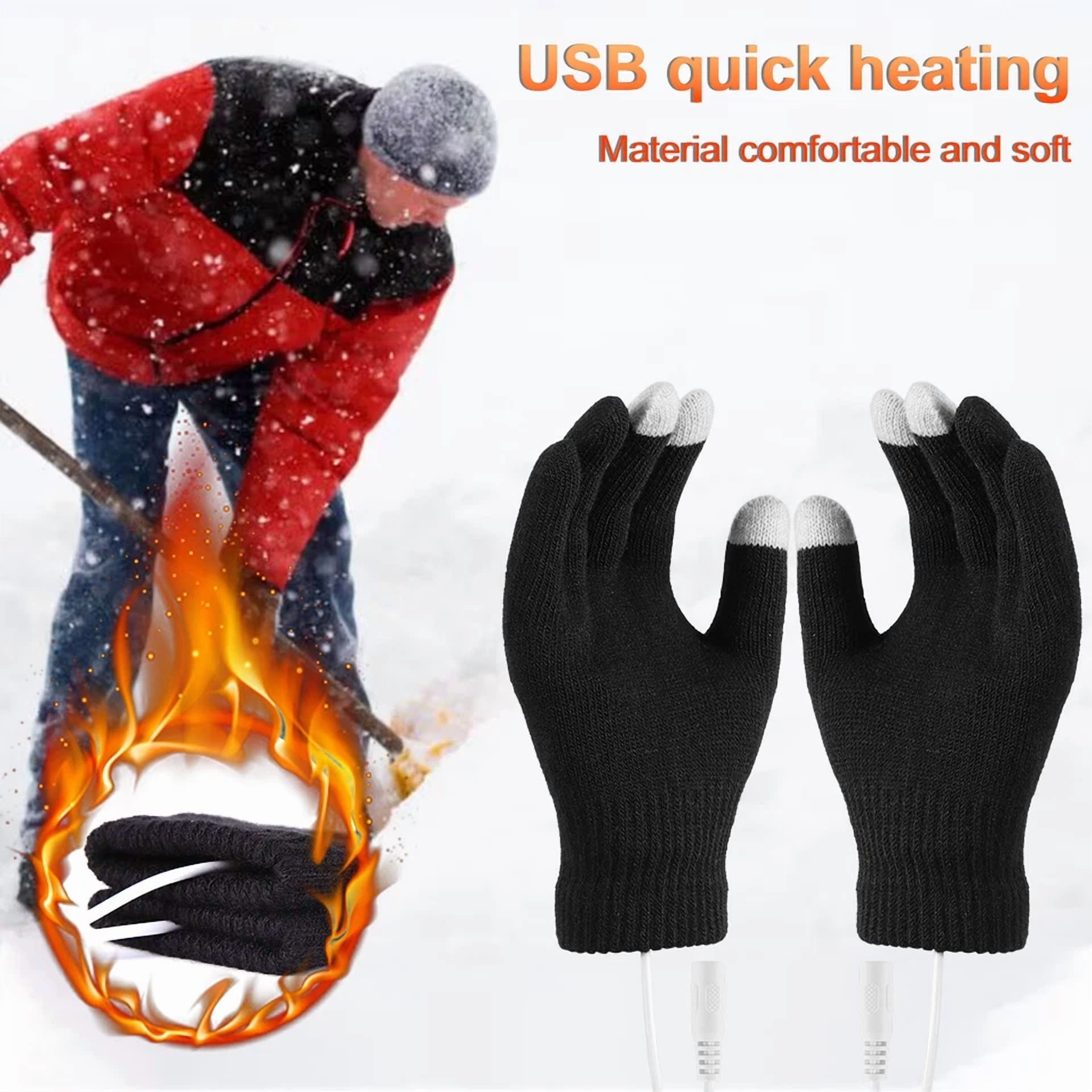 Knack Electric Heated Gloves Touchscreen Winter Warm Windproof Gear (2 Pair Pack, One Size) ogumb