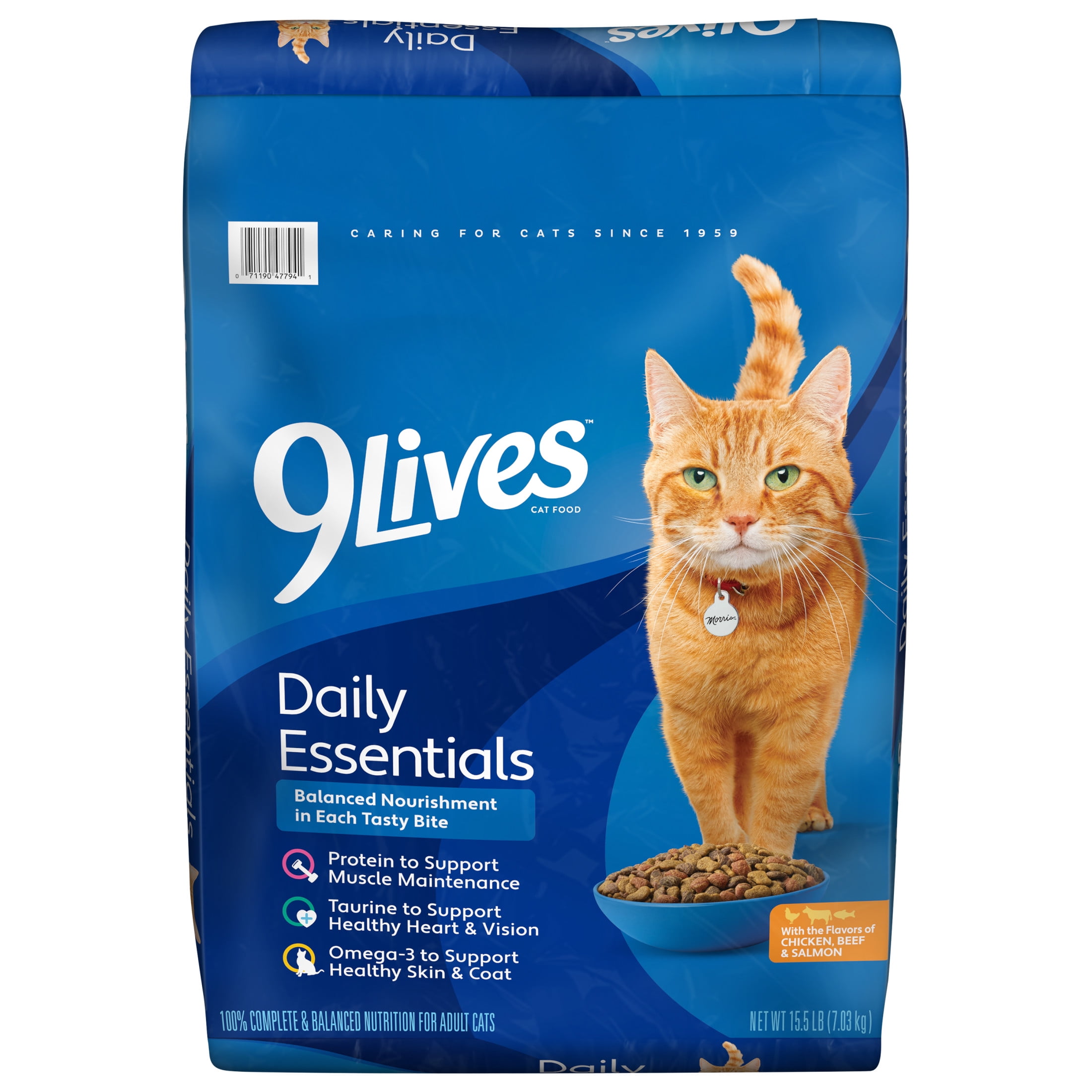 9Lives Daily Essentials Dry Cat Food for Adult Cats, Chicken, Beef & Salmon Flavor (15.5 lb) 4jeqx