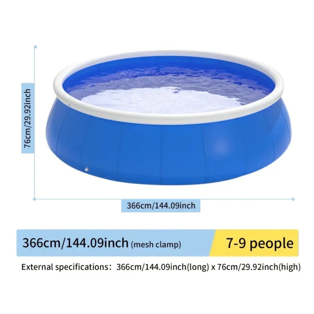Tigerspring 12ft Round Inflatable Swimming Pool, Durable PVC Family Outdoor Water Activity Set (1800 gal) mqxt3