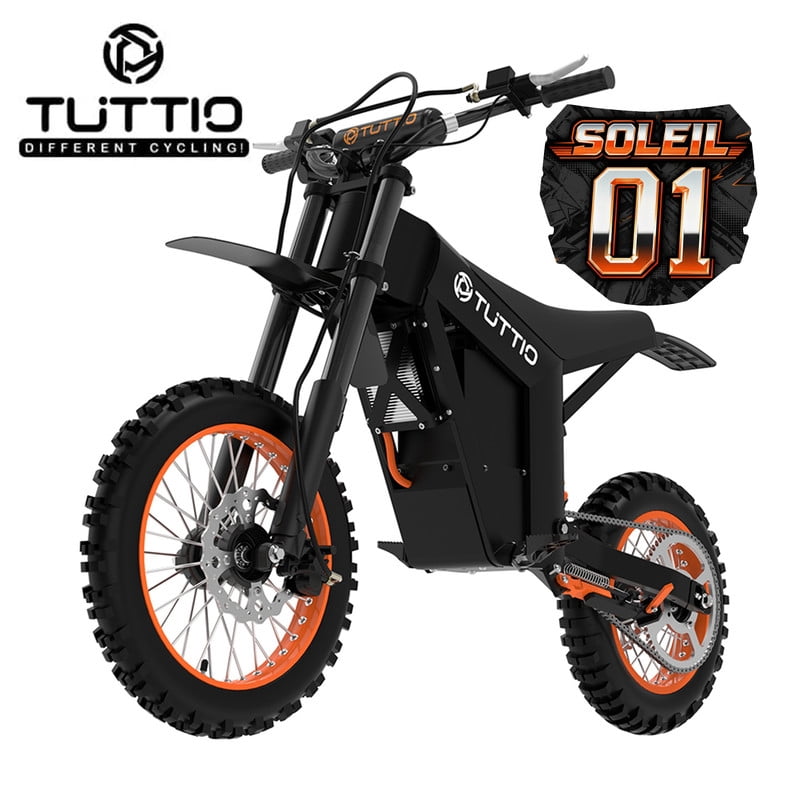 TUTTIO Soleil01 Adult Electric Dirt Bike, 3000W Motor, 45 Mile Range, Full Suspension (Black, 14 in x 12 in) eccs4