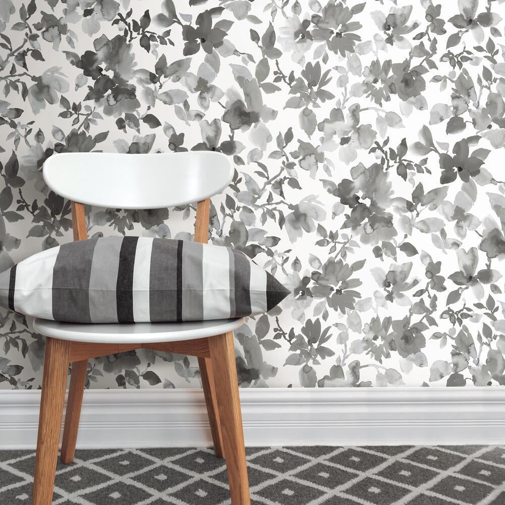 RoomMates Floral Peel and Stick Wallpaper, Removable Self-Adhesive Wall Decor (Light Pink, 28.18 sq ft) 01qoa