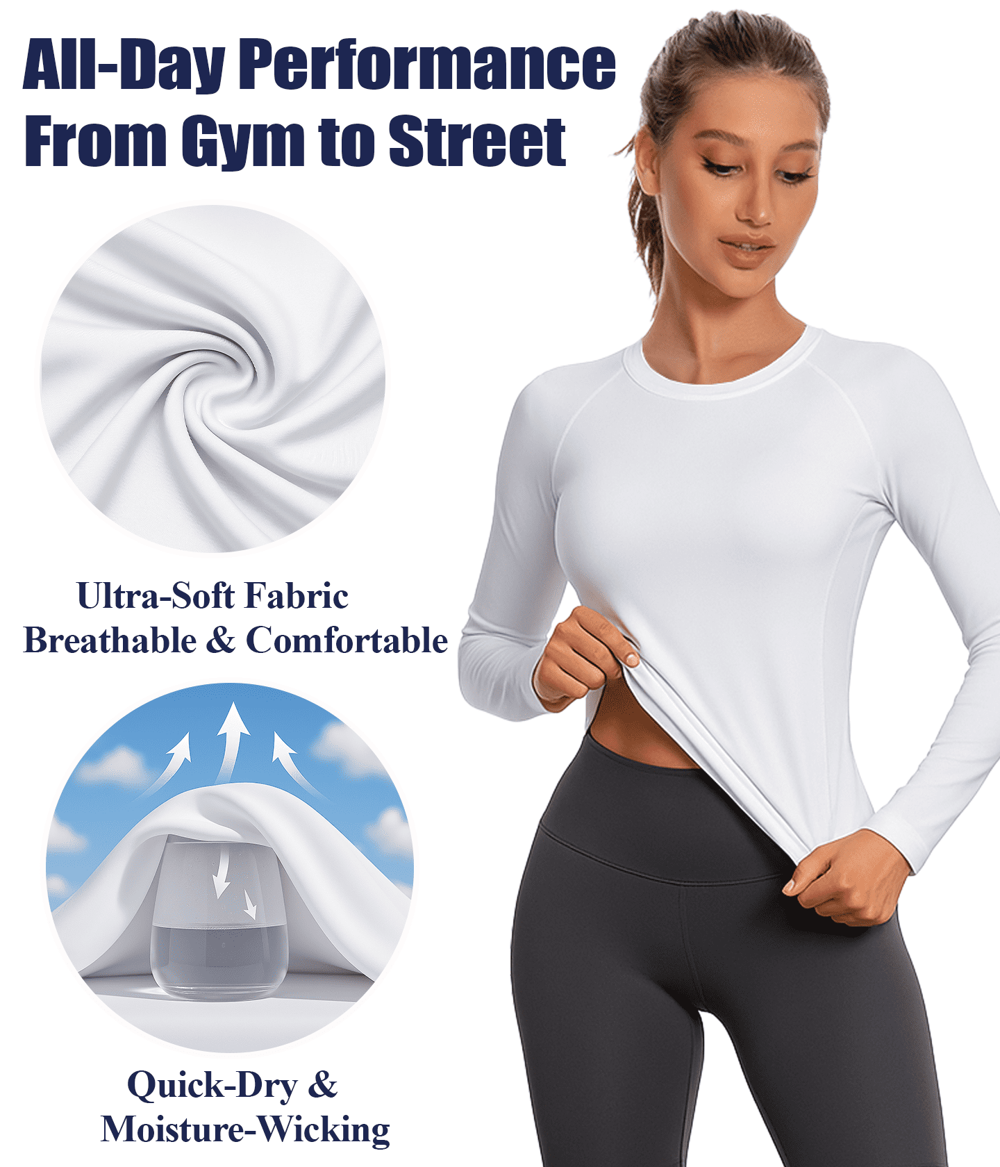 Raxilon Women's Long Sleeve Athletic Sun Shirt UPF 50+ Moisture-Wicking Workout Base Layer (Black, M, 4 Pack) syedp