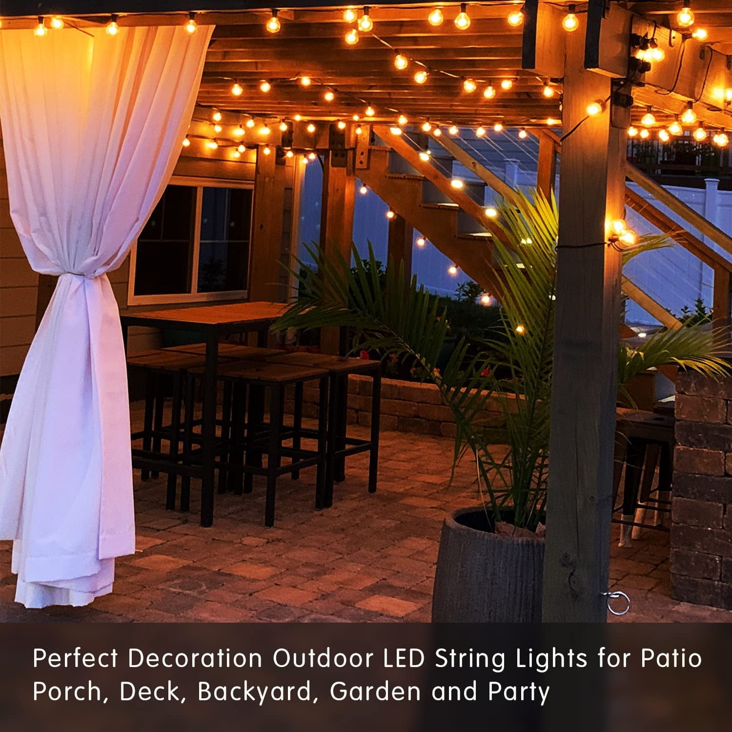 DAYBETTER Outdoor String Lights, E12 G40 Edison Vintage Hanging Lights for Patio Garden (Warm White, 200 ft) hgqjn