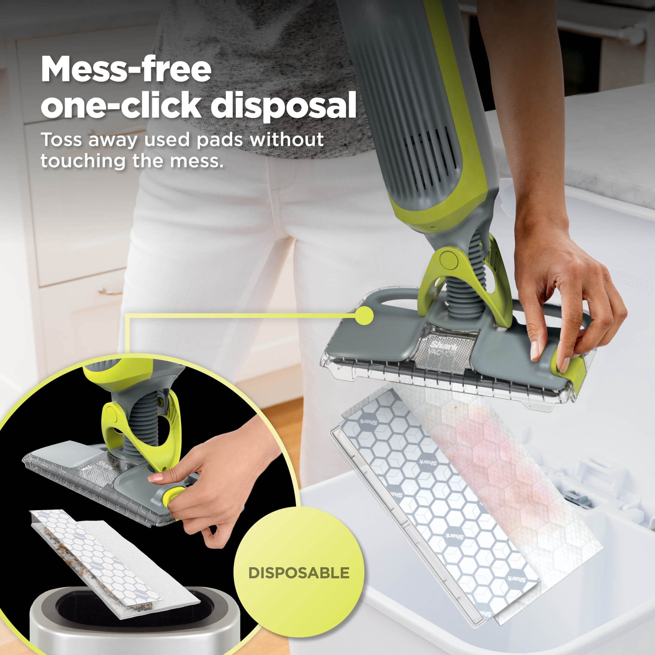 Shark VACMOP Cordless Hard Floor Vacuum Mop with 4 Disposable Pads and 12 fl oz Multi-Surface Cleaner (VM200) yt6ka