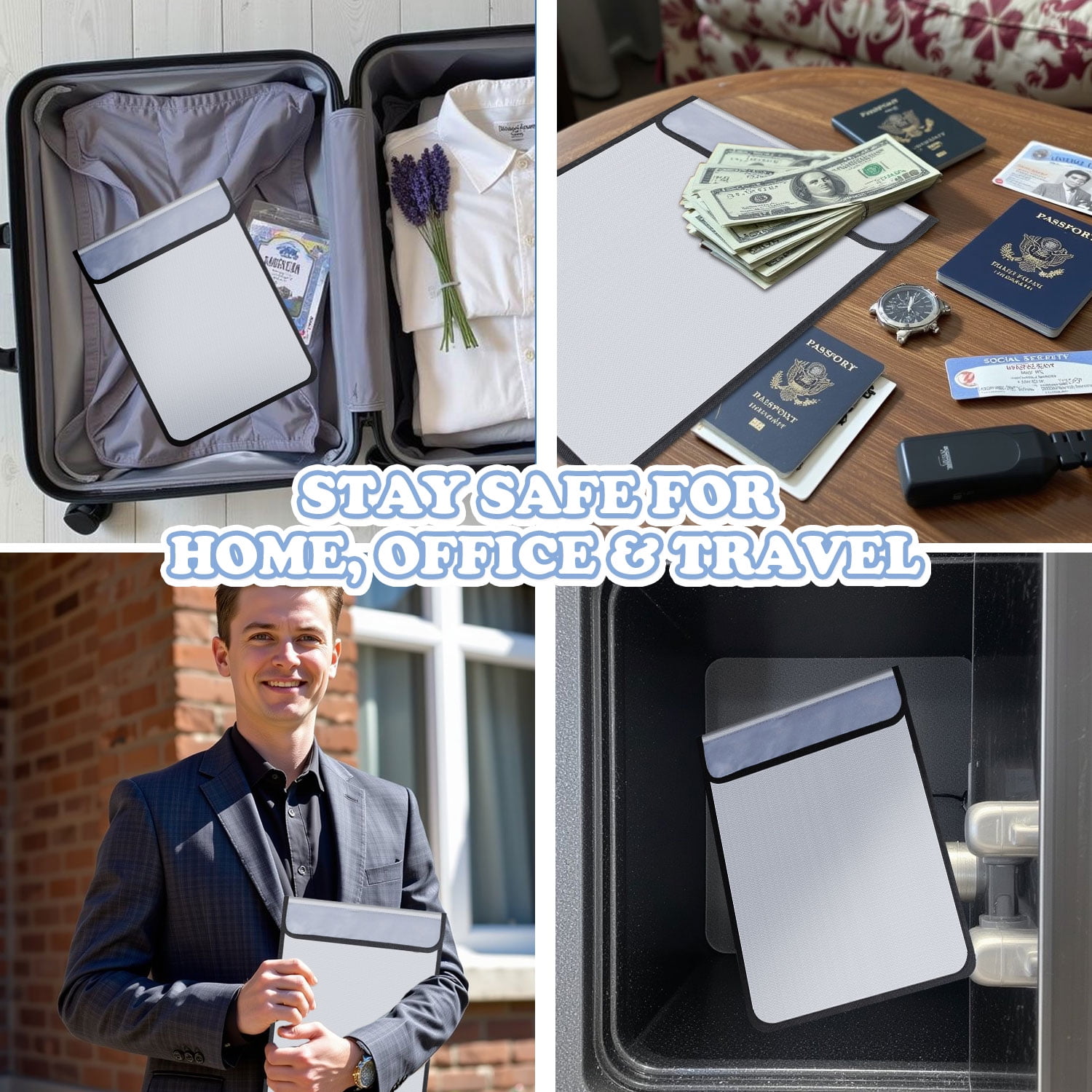 Ayamaya Fireproof Document Bag, Waterproof Safe Pouch for Money and Passports (Silver, 15 in x 11 in) 7i4le