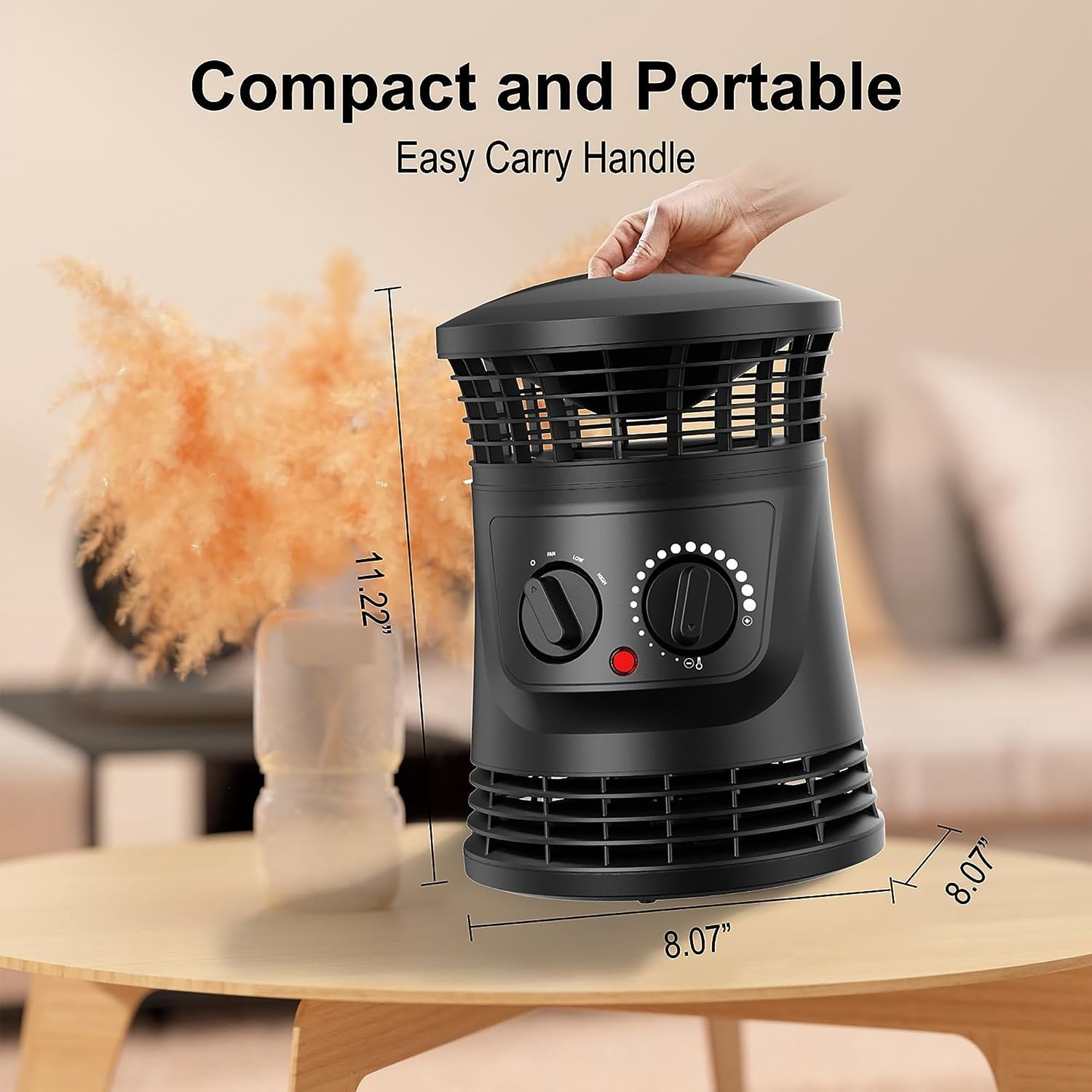 Lifesmart 360 Surround Ceramic Heater with Adjustable Thermostat (Black, 1 Unit) x8x02