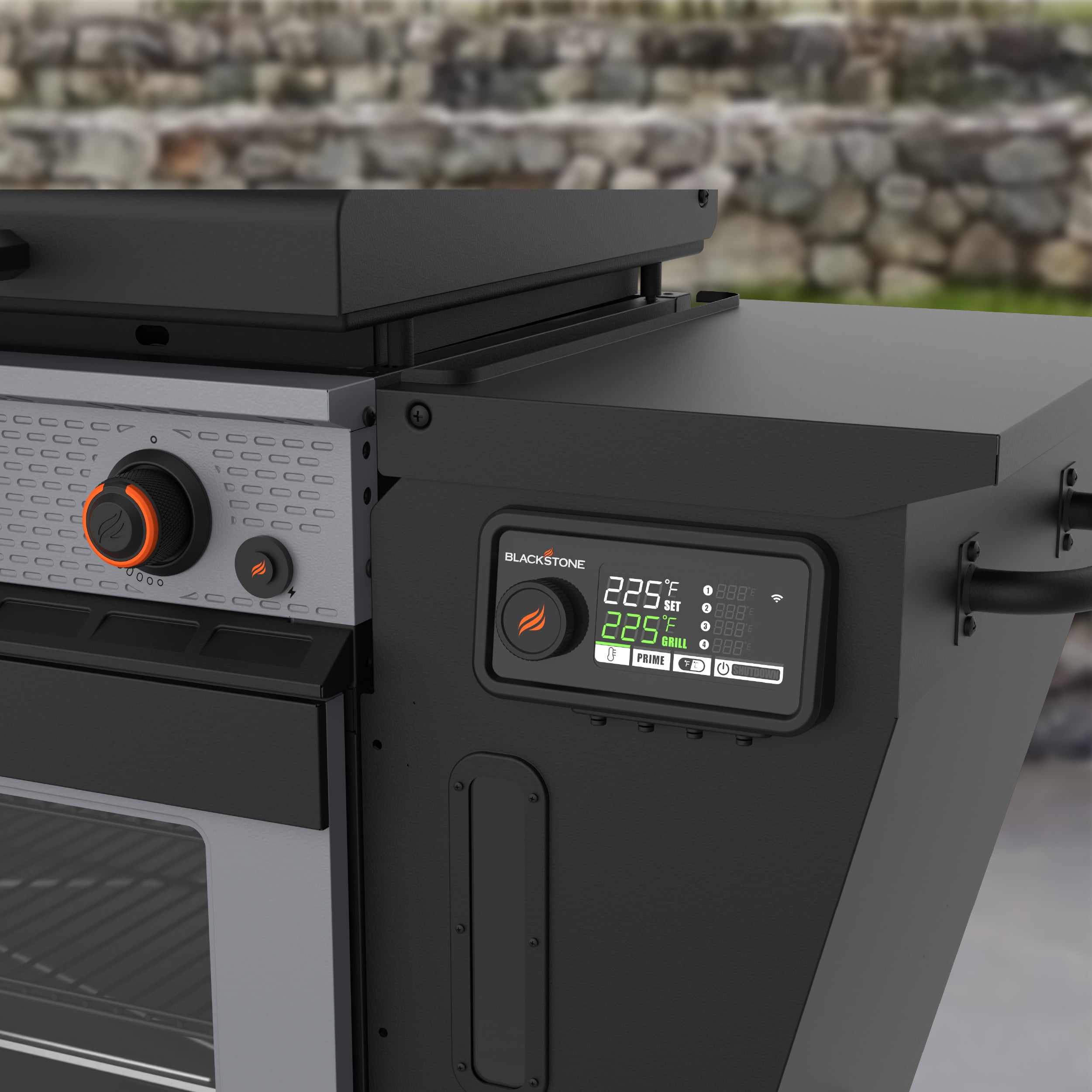 Blackstone Bronco Outdoor Combo Griddle, 36 in 4-Burner Flat Top Grill with Vertical Pellet Smoker (Grey) xh2mx