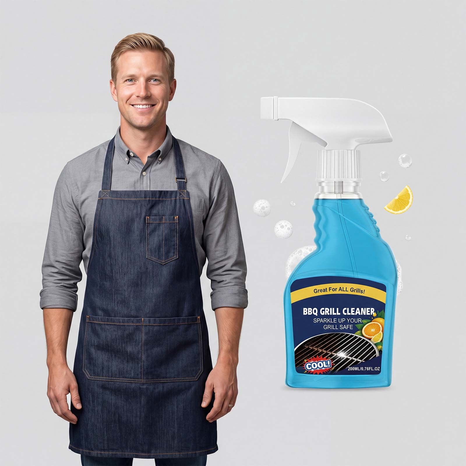 Fdksdf BBQ Grill Cleaner Spray Heavy-Duty Degreaser for Gas and Charcoal Grills (6.76 fl oz) ykdqz
