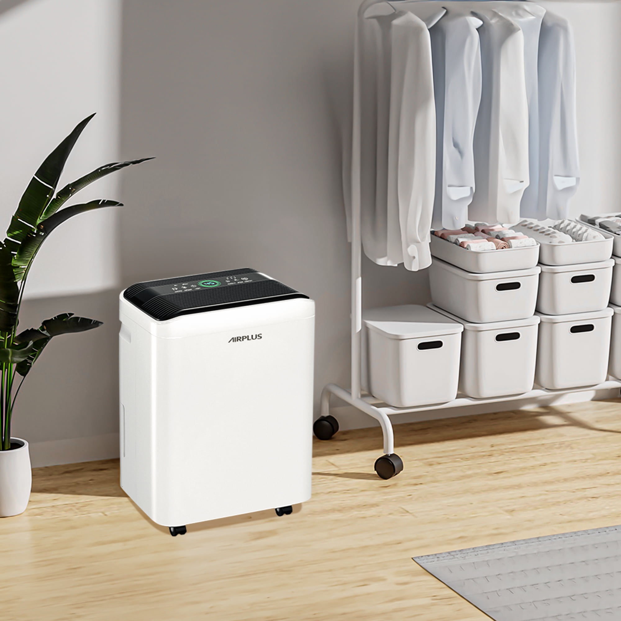 Edendirect 50 Pint Dehumidifier for Basements and Large Rooms, Intelligent Humidity Control with Drain Hose (White, 50 Pint) hx2d7