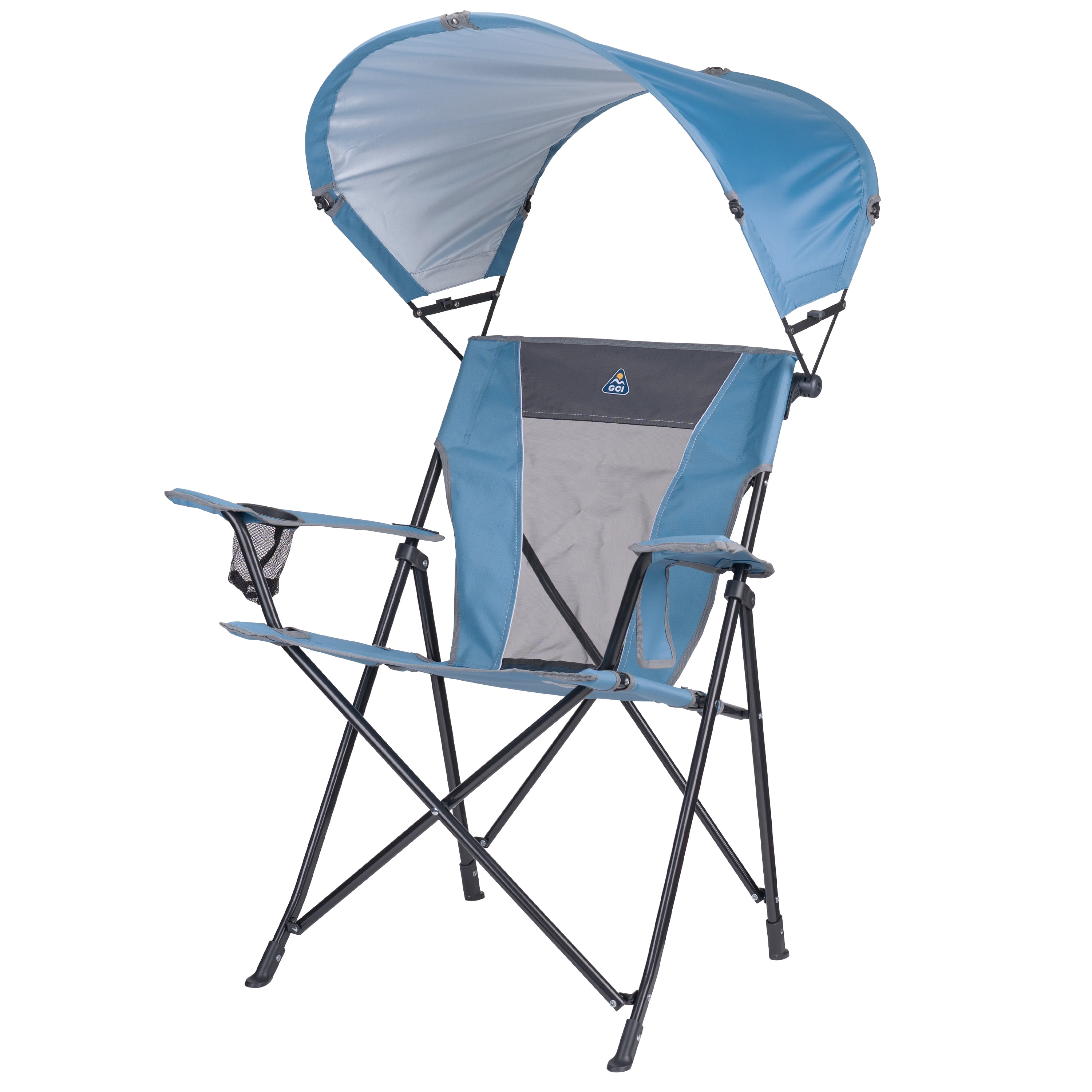 GCI Outdoor SunShade Comfort Pro Portable Folding Canopy Chair (Lichen Blue, 250 lb Capacity) 9klum