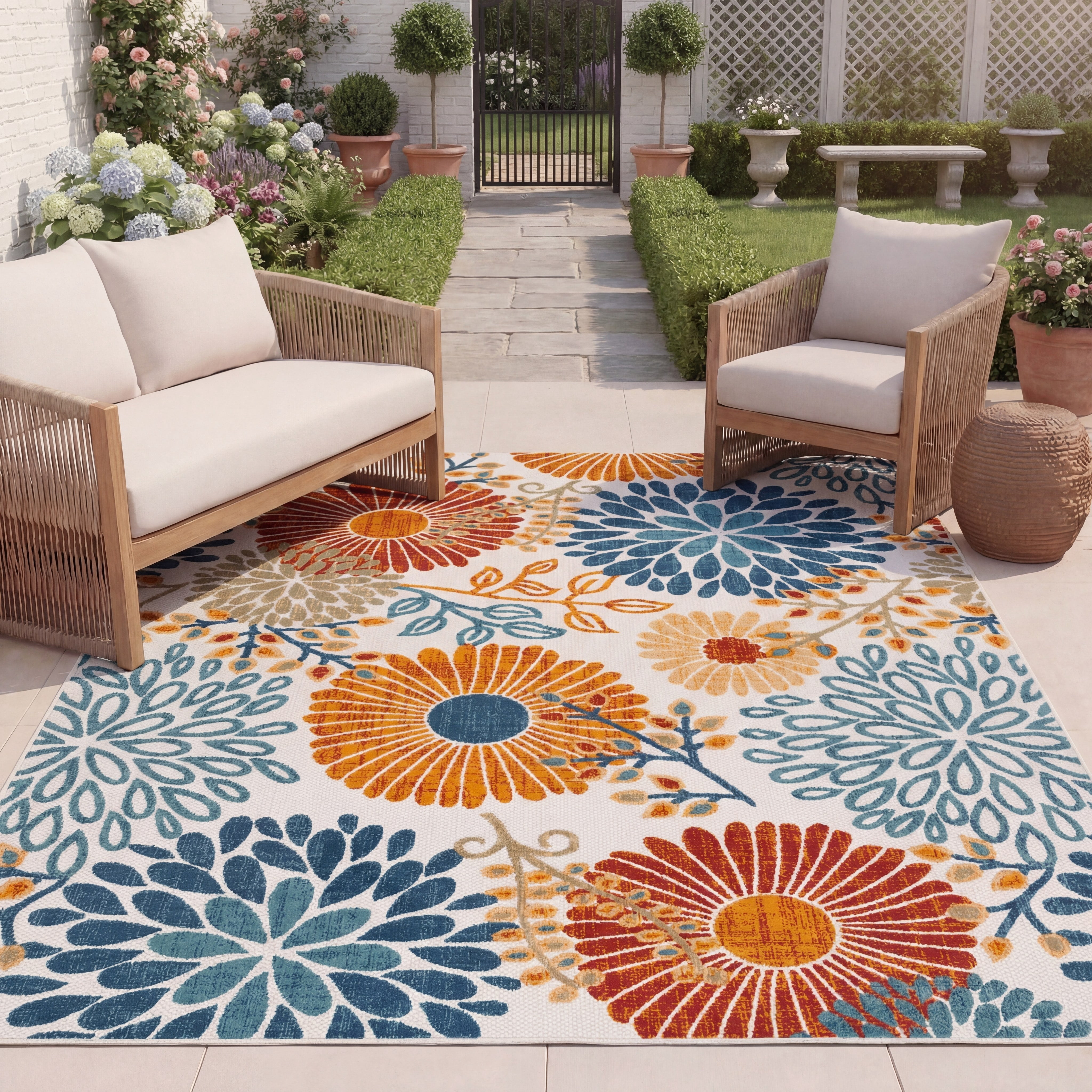 Safavieh Cabana Garnet Indoor/Outdoor Area Rug, Durable Weather-Resistant Floor Decor (Cream/Red, 5 ft 3 in x 7 ft 6 in) 9vobn