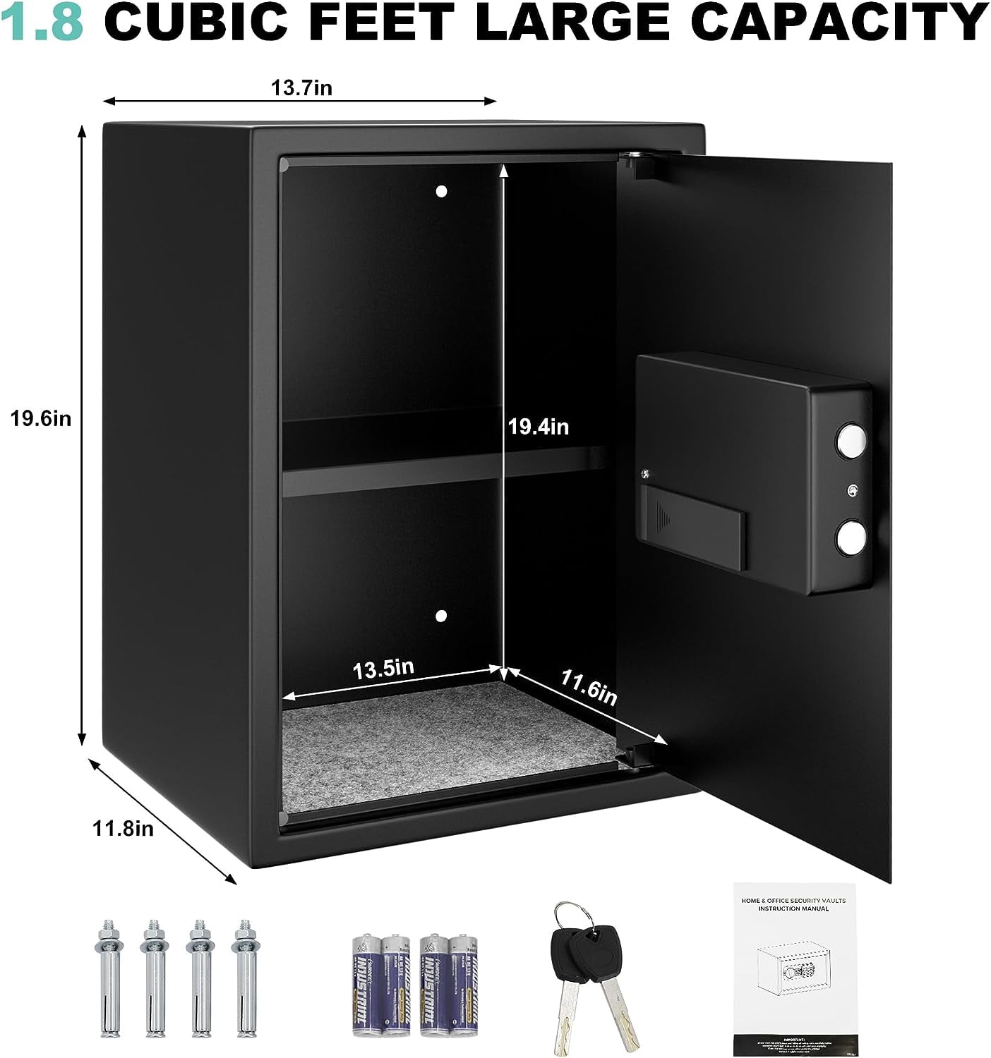 Reliancer Electronic Security Home Safe with Digital Keypad and Alarm System (1.85 cu ft) le2ve