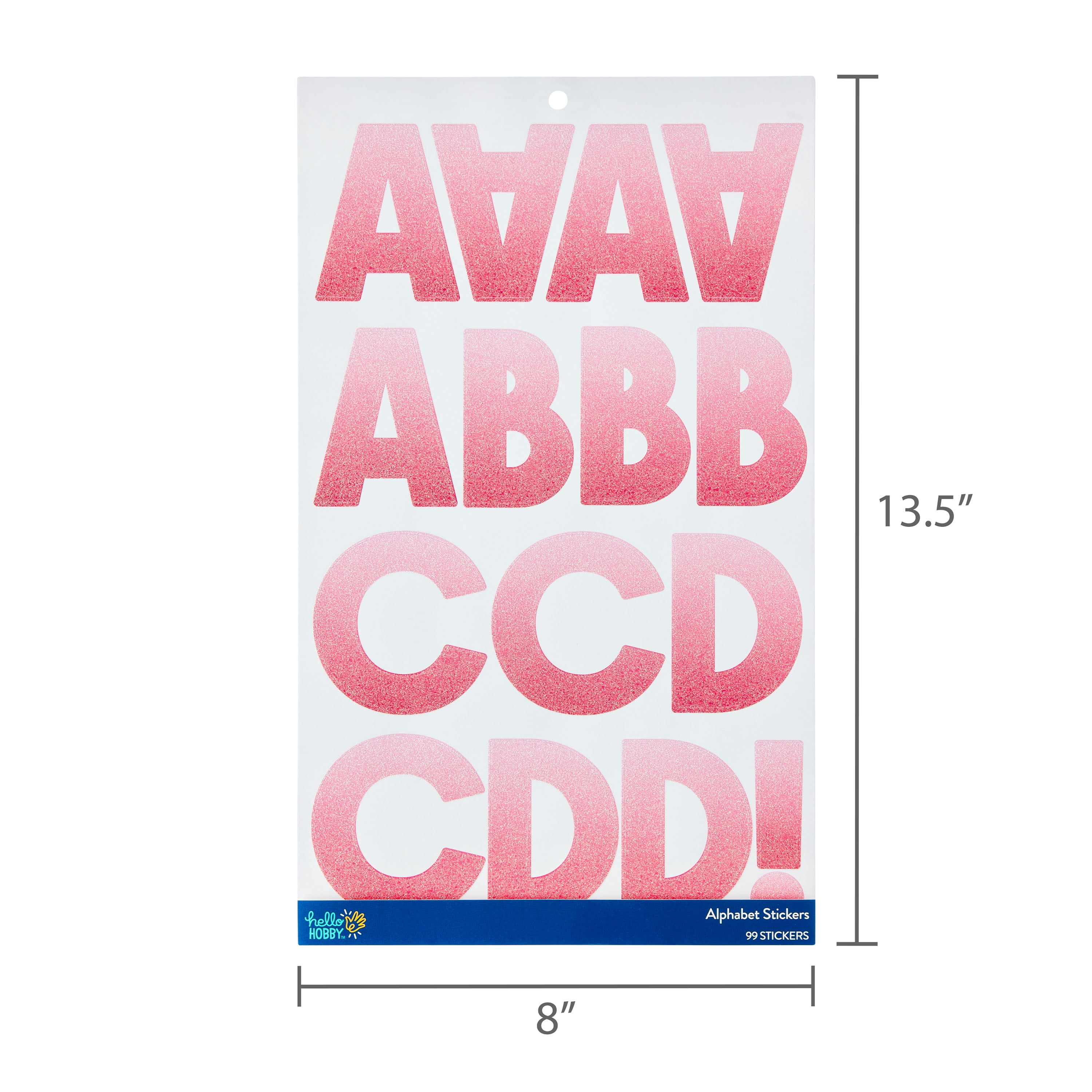 Hello Hobby Extra Large Alphabet Stickers, Glitter Finish Decorative Letter Icons (Pink, 99 Count) nw5jg