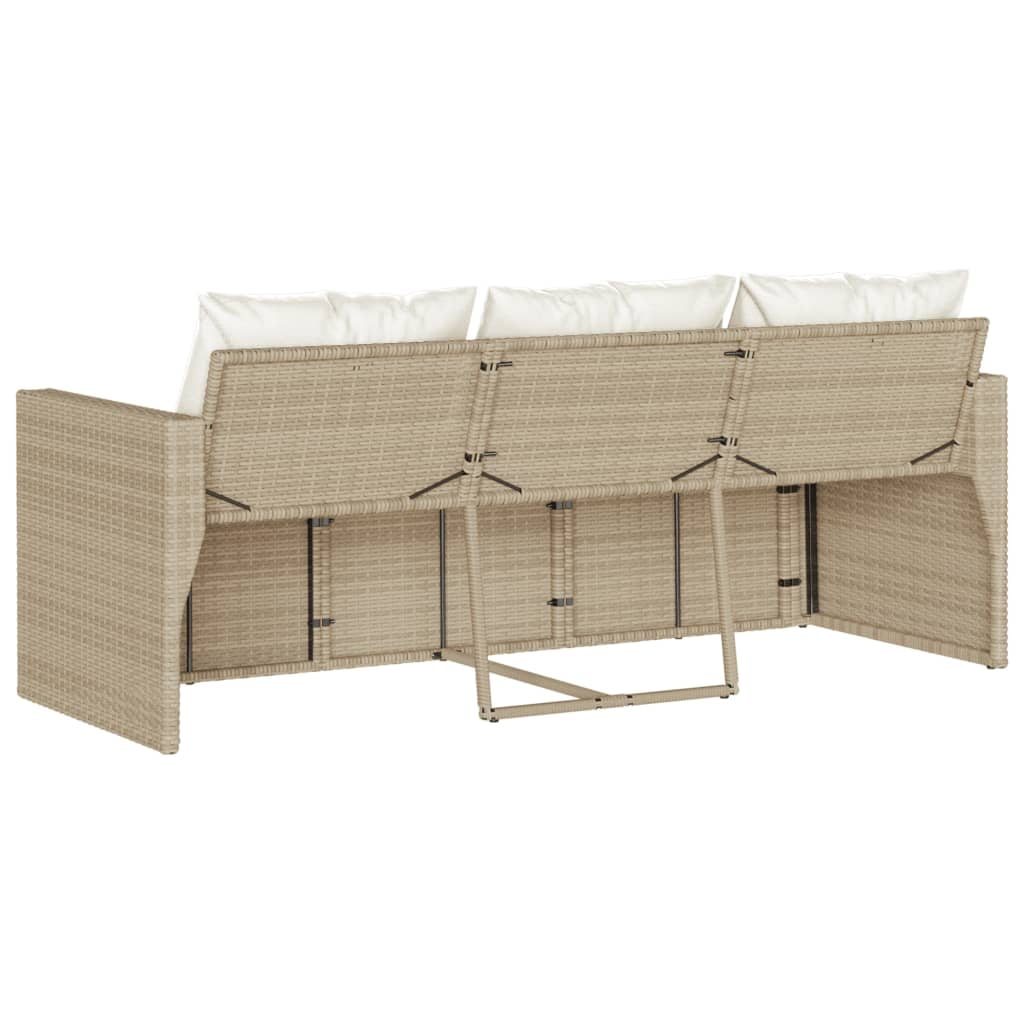 vidaXL 3-Seater Patio Sofa with Cushions (Beige, 74.8 in x 25.6 in x 26.8 in) ewzyw