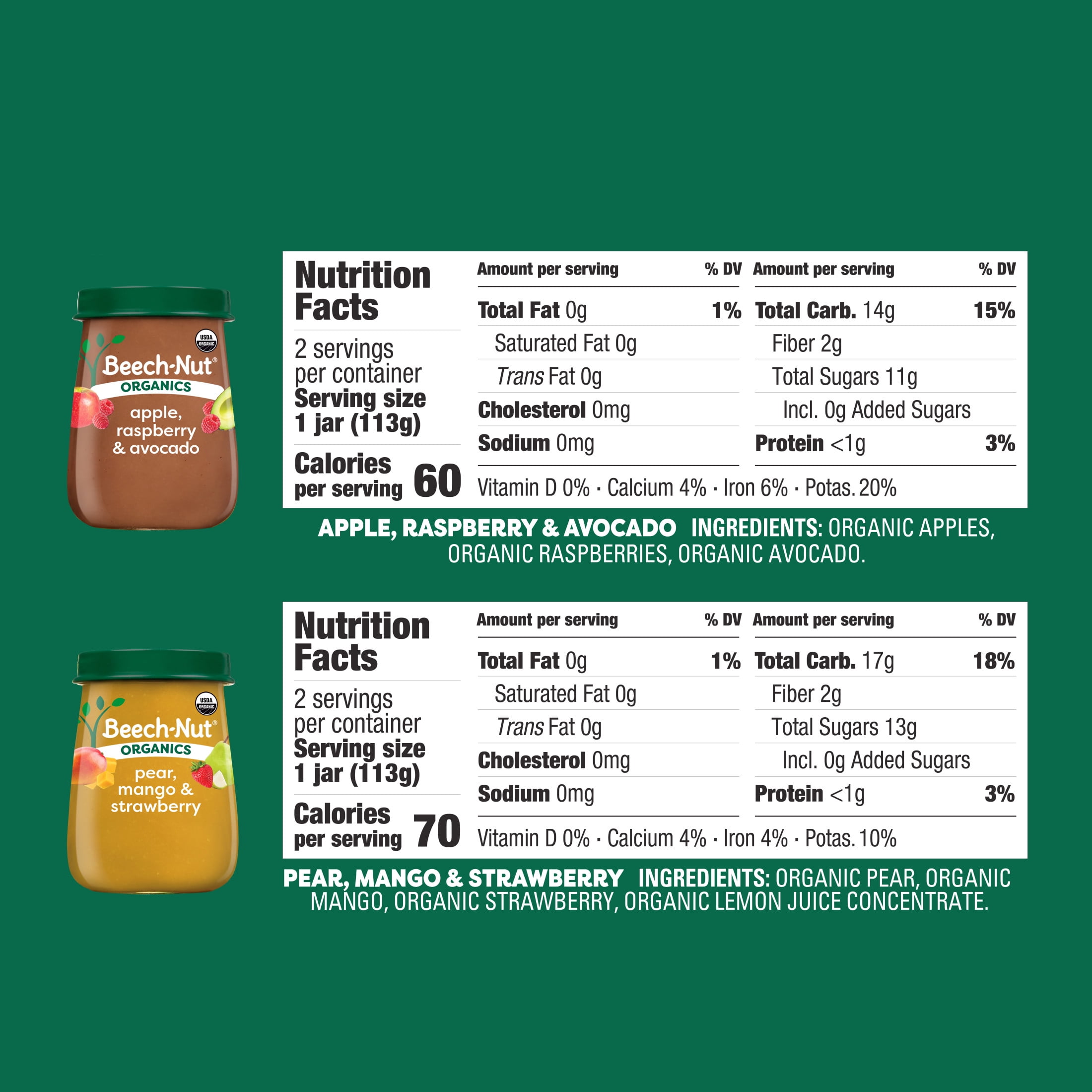 Beech-Nut Organics Stage 2 Berry Lovers Baby Food Variety Pack (8 Pack, 4 oz Jars) iuj5d