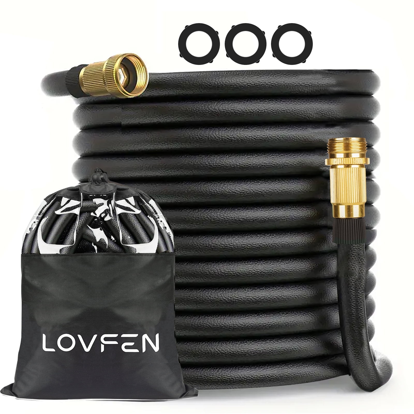 LOVFEN Expandable Garden Hose, Heavy-Duty No-Kink Flexible Water Hose with Brass Fittings (150 ft) k7rtg