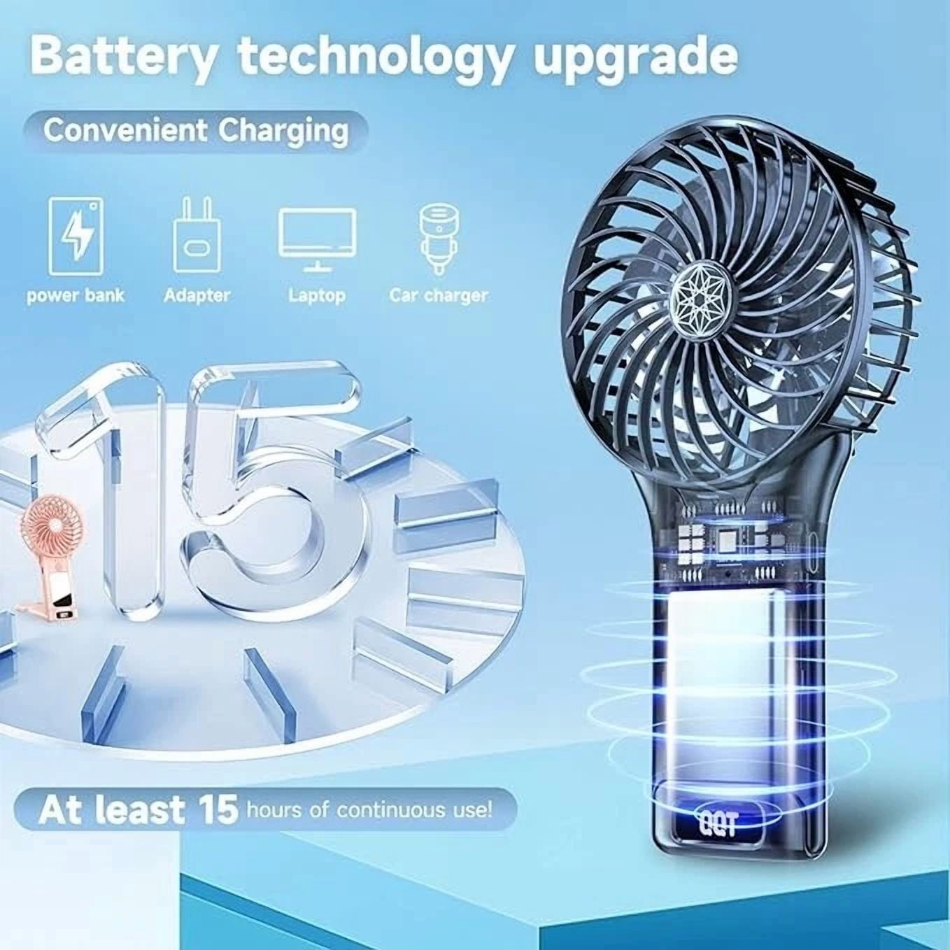 VAULT Portable Mini Handheld Fan Rechargeable Personal Pocket Cooling Device (Black, 1 Pack) g8c54