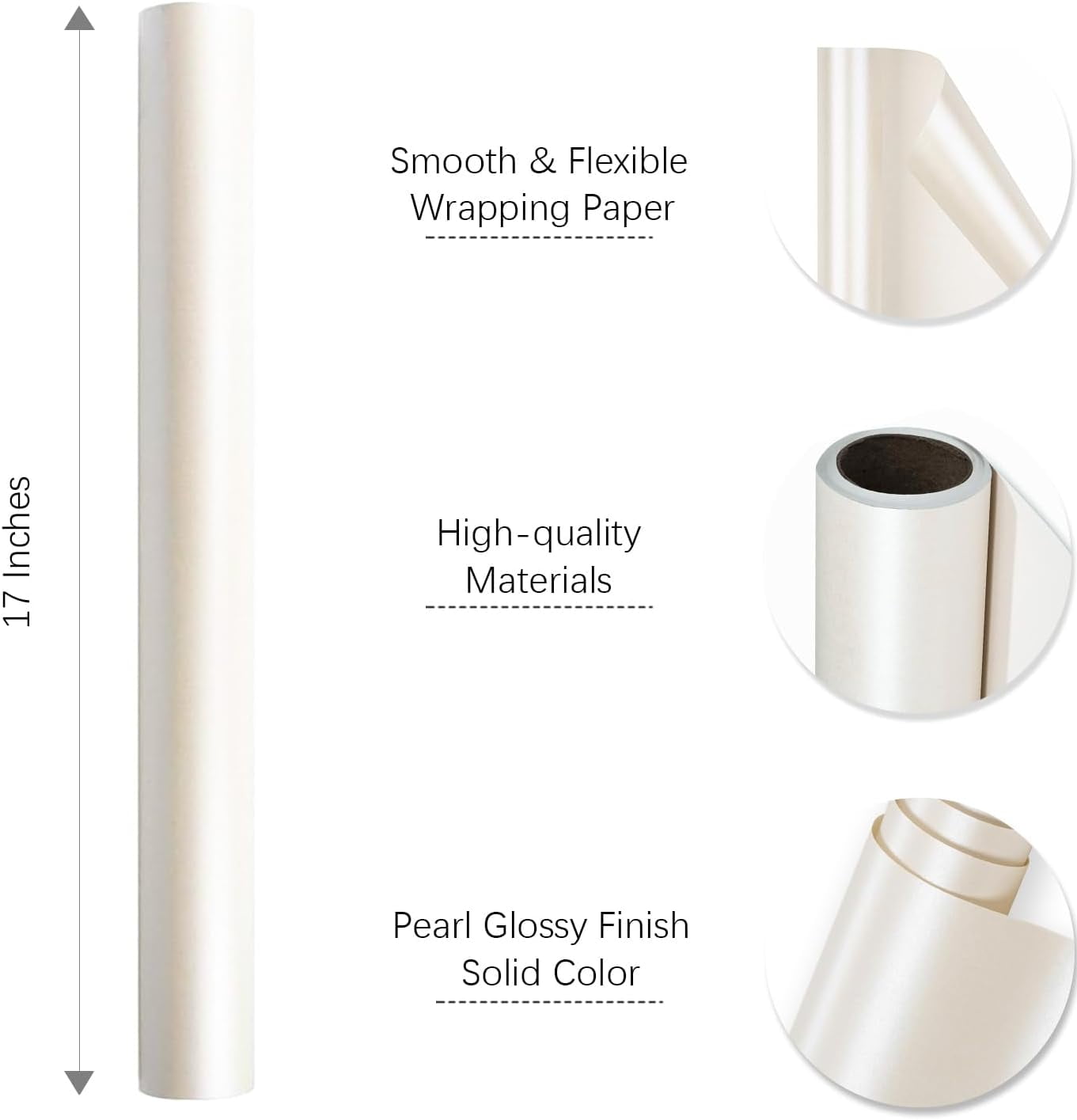 RICHTOP Matte Wrapping Paper, Pearly Lustre Finish for Gift Packaging and DIY Crafts (Off White, 17 in x 23 ft) r48ct