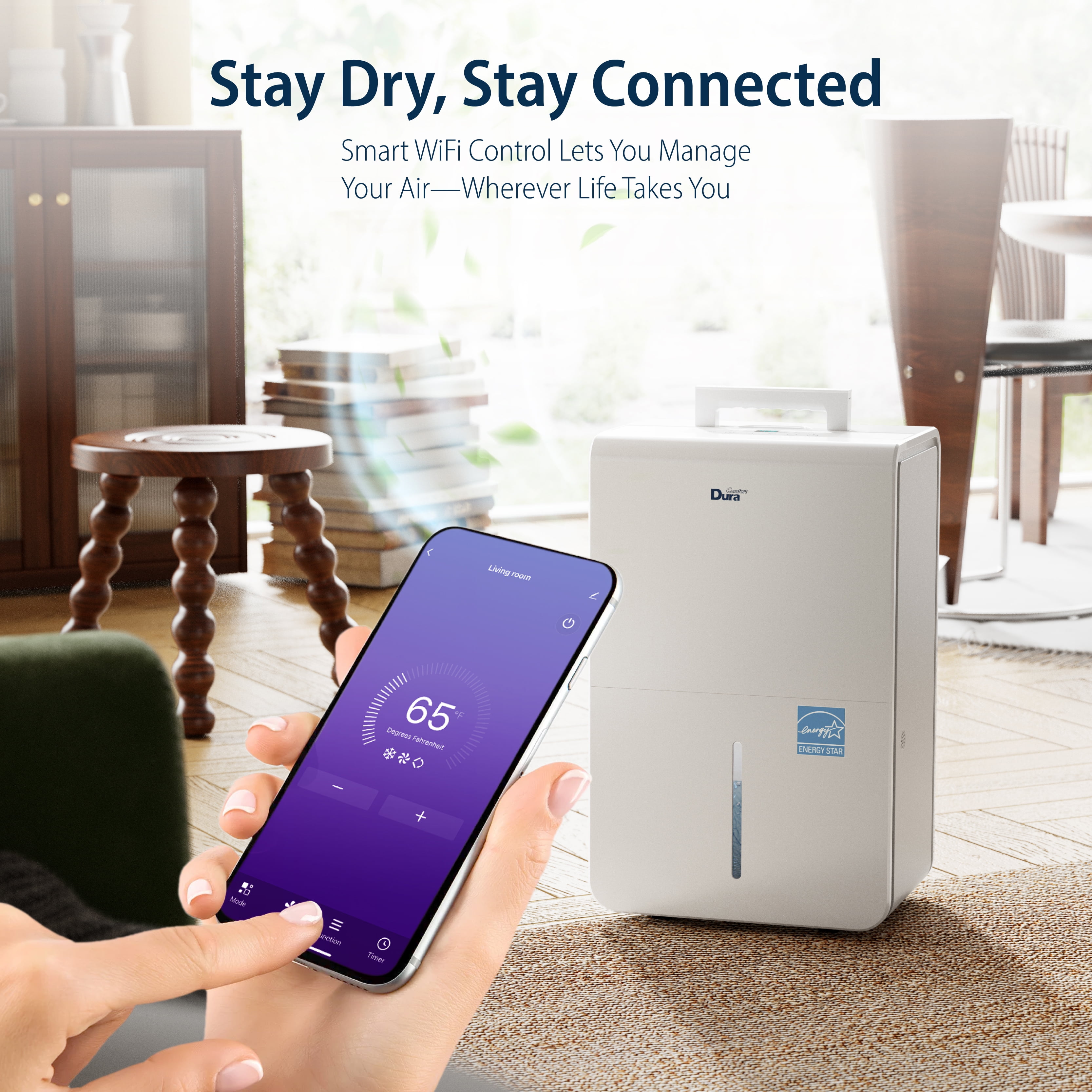 DuraComfort Dehumidifier for Basement and Home with Built-in Pump, WiFi Enabled (50 Pints, 4500 Sq. Ft.) 6xxz6