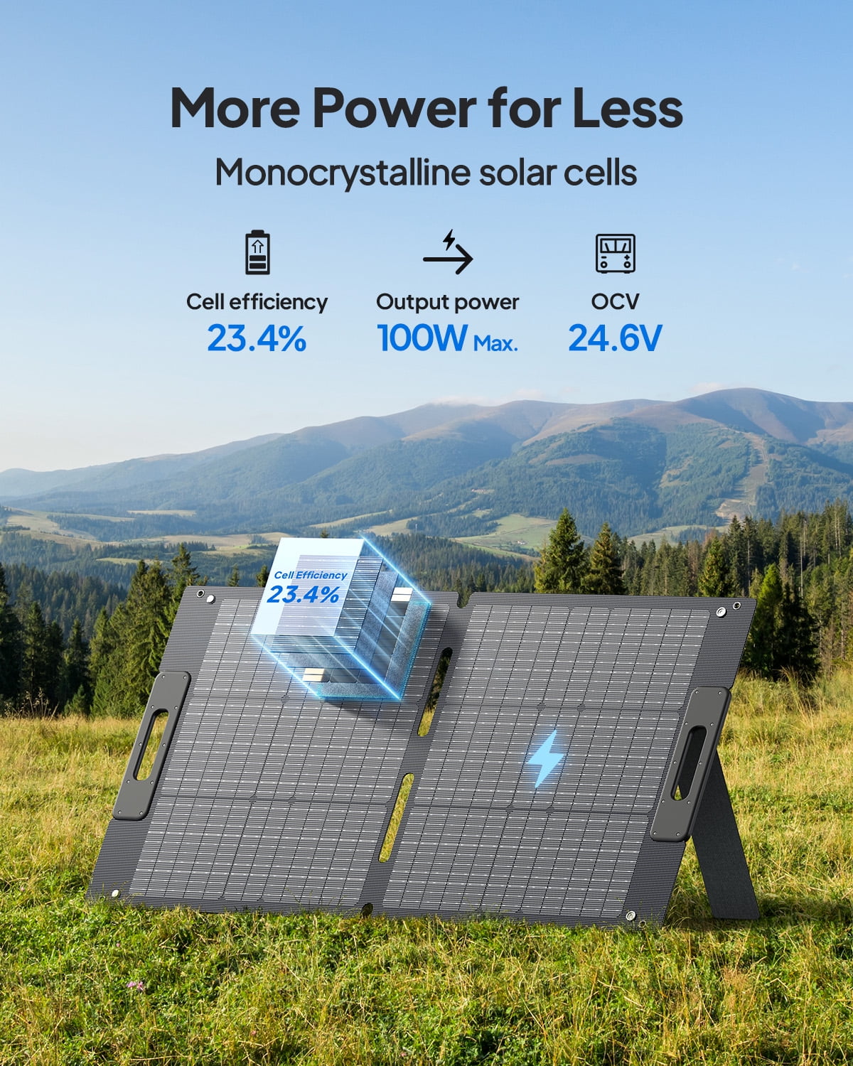 BLUETTI 100W Portable Solar Panel Foldable Charger with Adjustable Kickstands for Power Stations (Grey, 10.9 lb) yia61