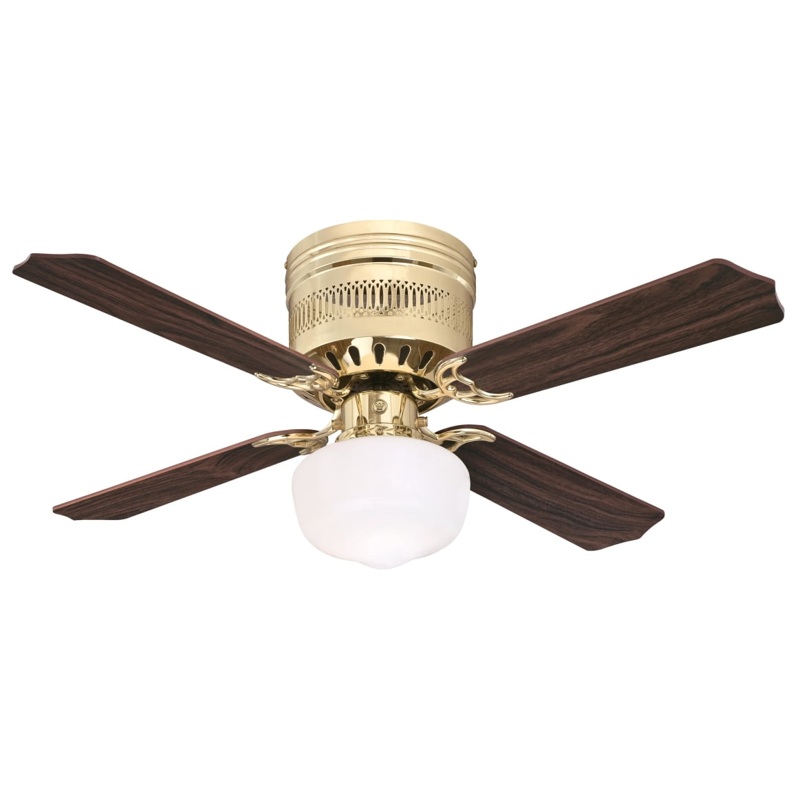 Westinghouse Casanova Supreme 42 in. Ceiling Fan with Light, Polished Brass Finish, Reversible Walnut/Oak Blades (42 in) ka8l0