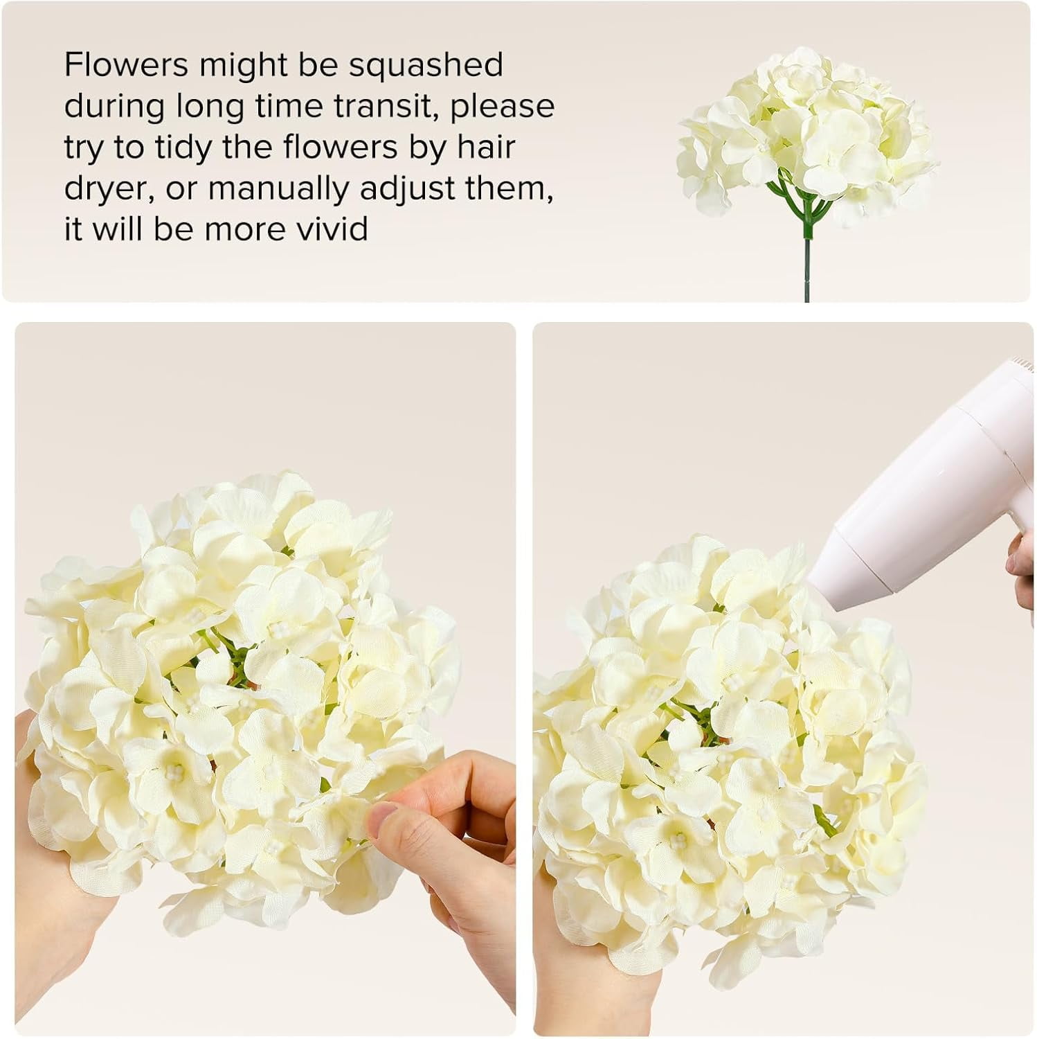 Auihiay Artificial Hydrangea Flowers for Wedding Decor and DIY Floral Arrangements (Champagne, 10-Pack, 7 in Blooms) 1koj6