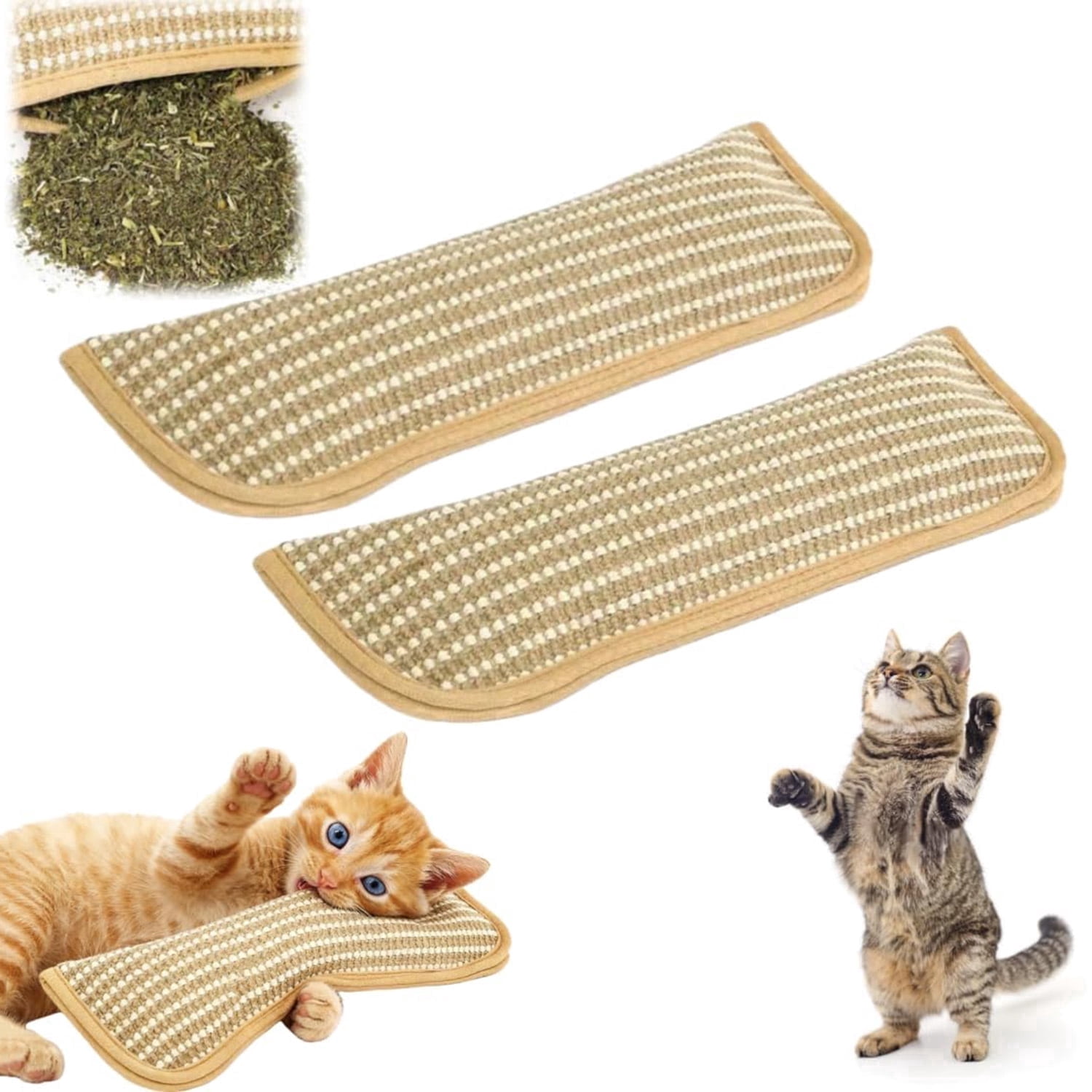 Alausala Catnip Kicker Toys for Indoor Cats, Durable Sisal Scratching Pad and Teething Toy (2 Pack, 13.4 in x 3.7 in) u94k0