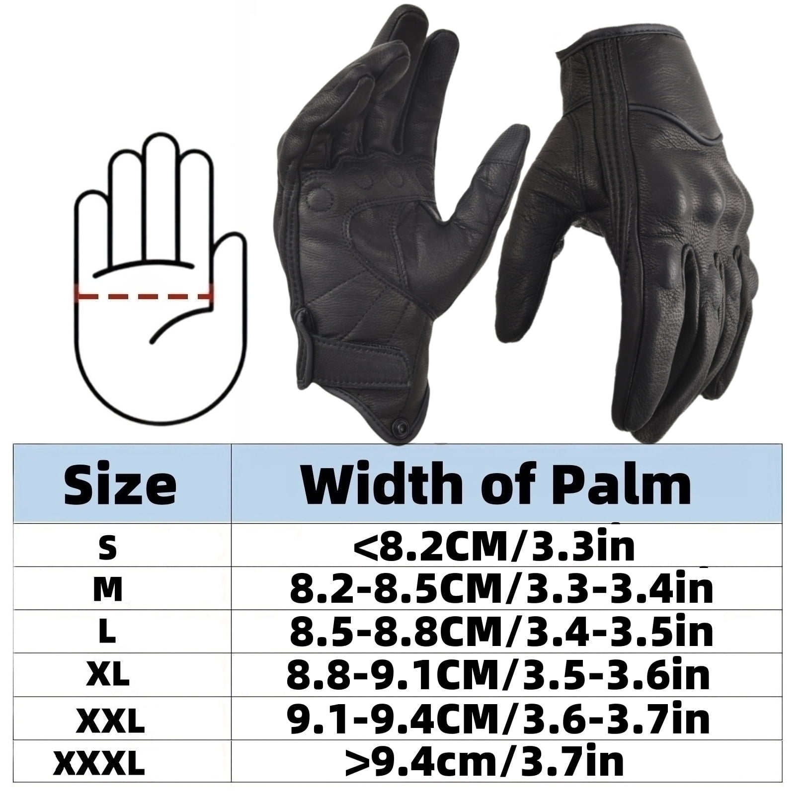Sibewora Men's Leather Motorcycle Gloves (Black, Large) 8sl7c