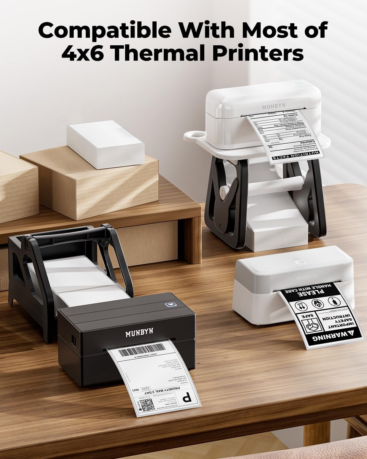 Munbyn 4 in x 6 in Direct Thermal Shipping Labels, Commercial Grade Adhesive for Logistics and Packaging (White, 220 Sheets) hoemg