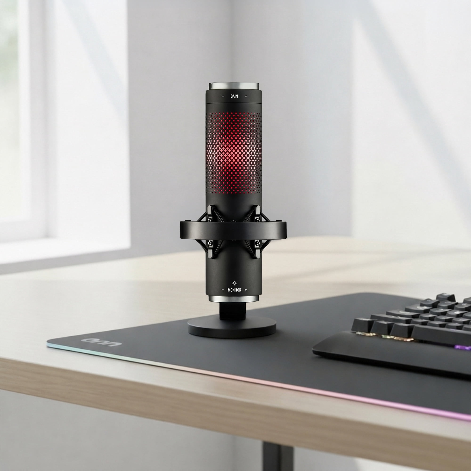 onn USB Tri-Pattern Gaming Microphone with Adjustable Volume and Mute Controls (Black) lhoe9