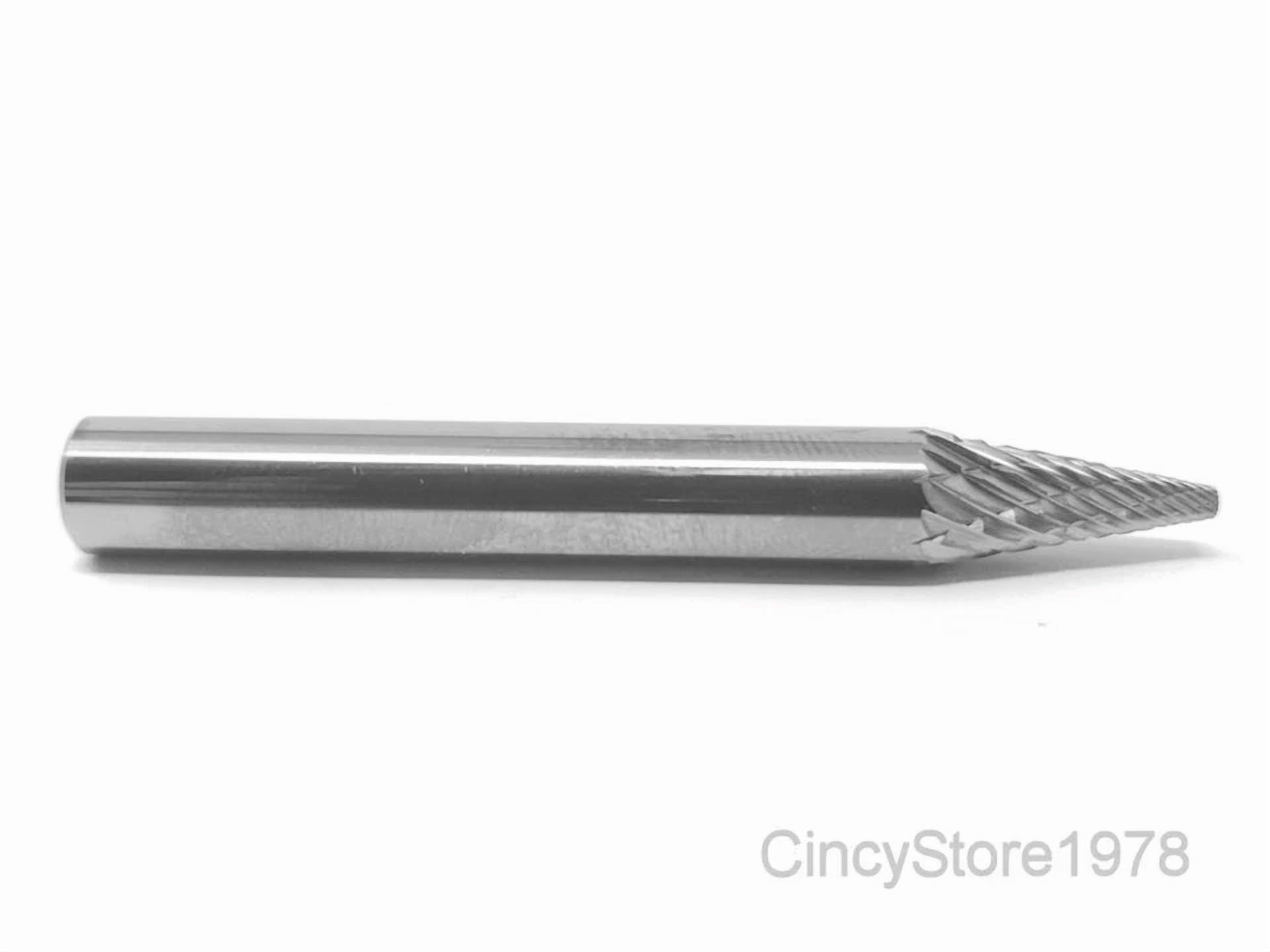 KLYNE Sm1D Pointed Cone Carbide Burr Die Grinder Bit (1/4 in) 3ghag