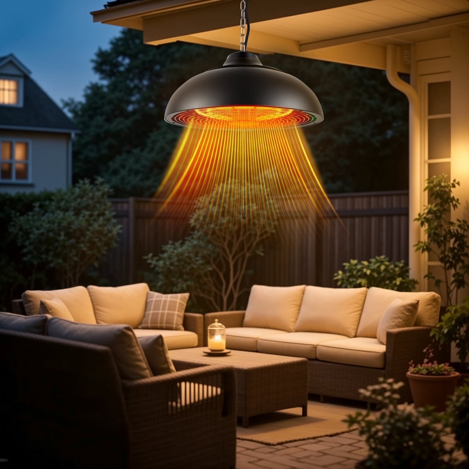 Advwin Electric Hanging Patio Heater, Ceiling Mounted Outdoor Space Heater with 3 Adjustable Heat Modes (1500W) yoqct