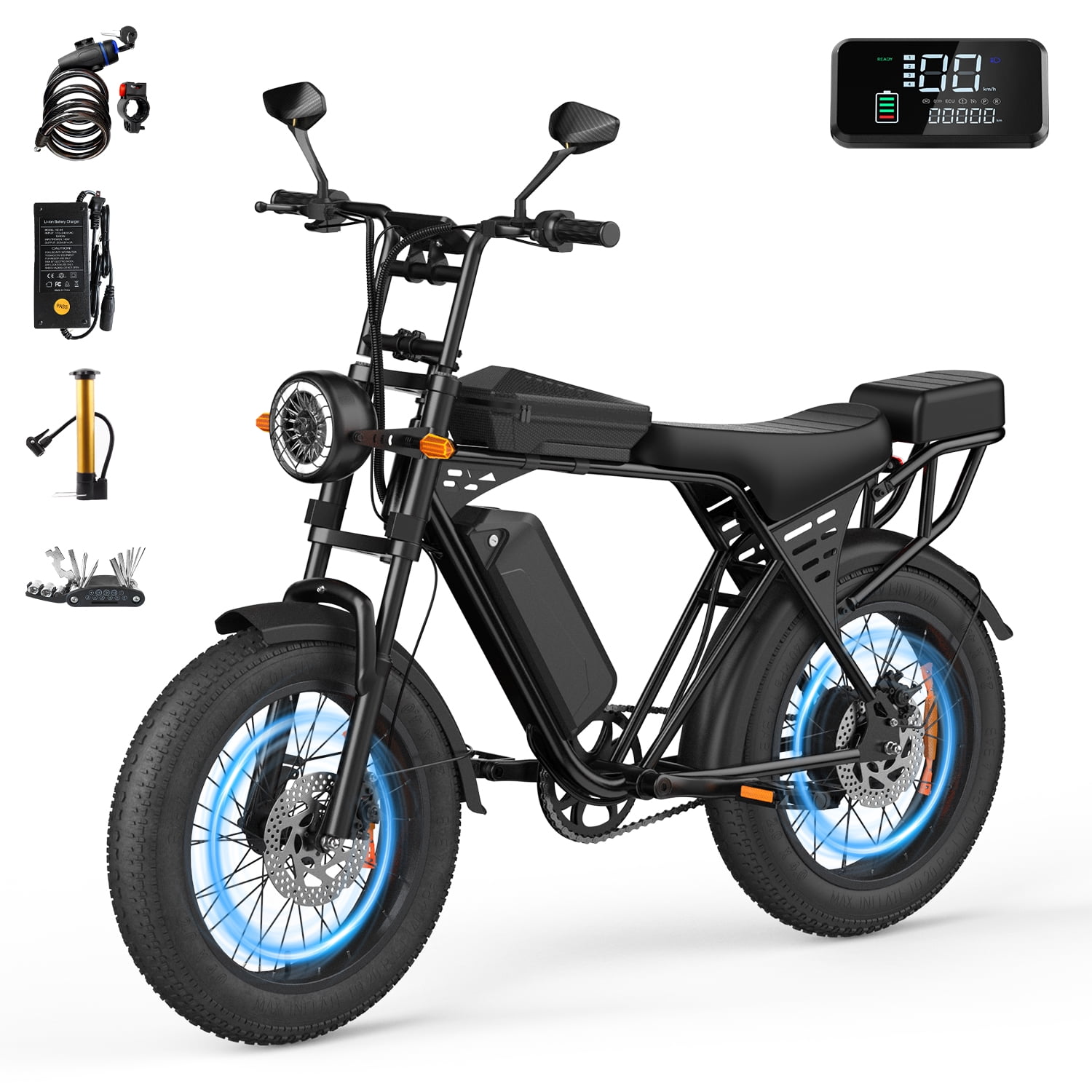 E-Bike Electric Bicycle 1500W Brushless Motor 28MPH Top Speed (Black, 485 lb) macs0