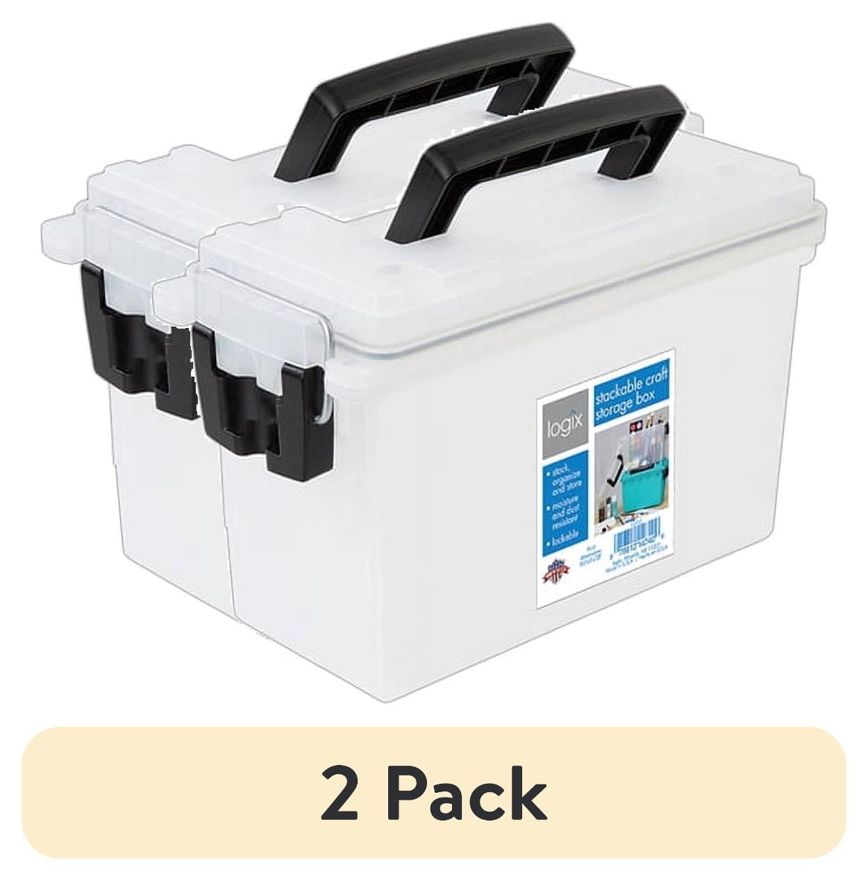 Logix Craft Storage Box, Heavy-Duty Organizer for Supplies (Frost White, 2 Pack, 11.5 x 5.06 x 7.25 in) ogy31